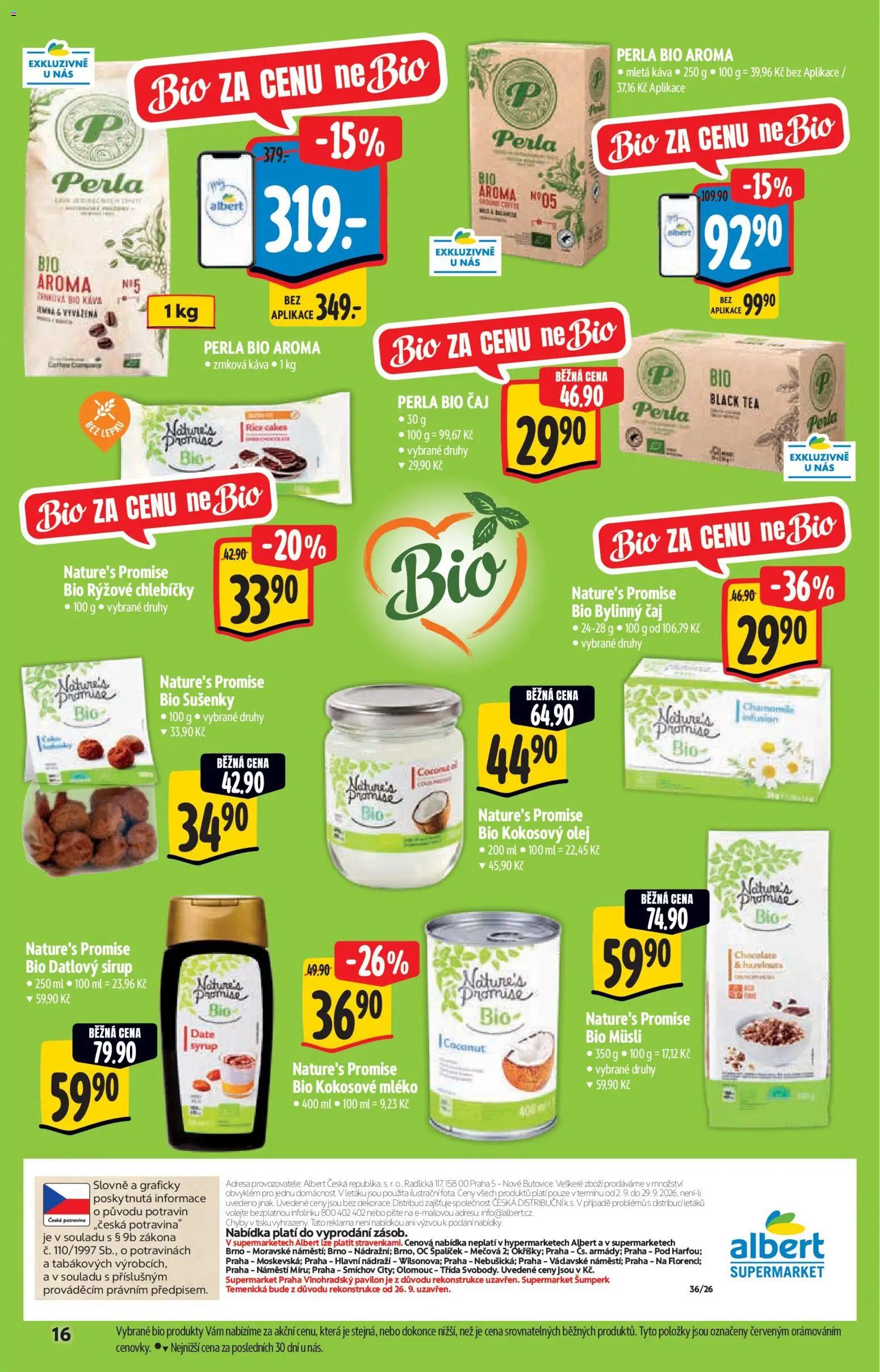 Albert katalog - Supermarket - Bio od 02.09.2026 | Strana: 16 | Produkty: Kokosové mléko, Kokosový olej, Sirup, Bio kokosový olej