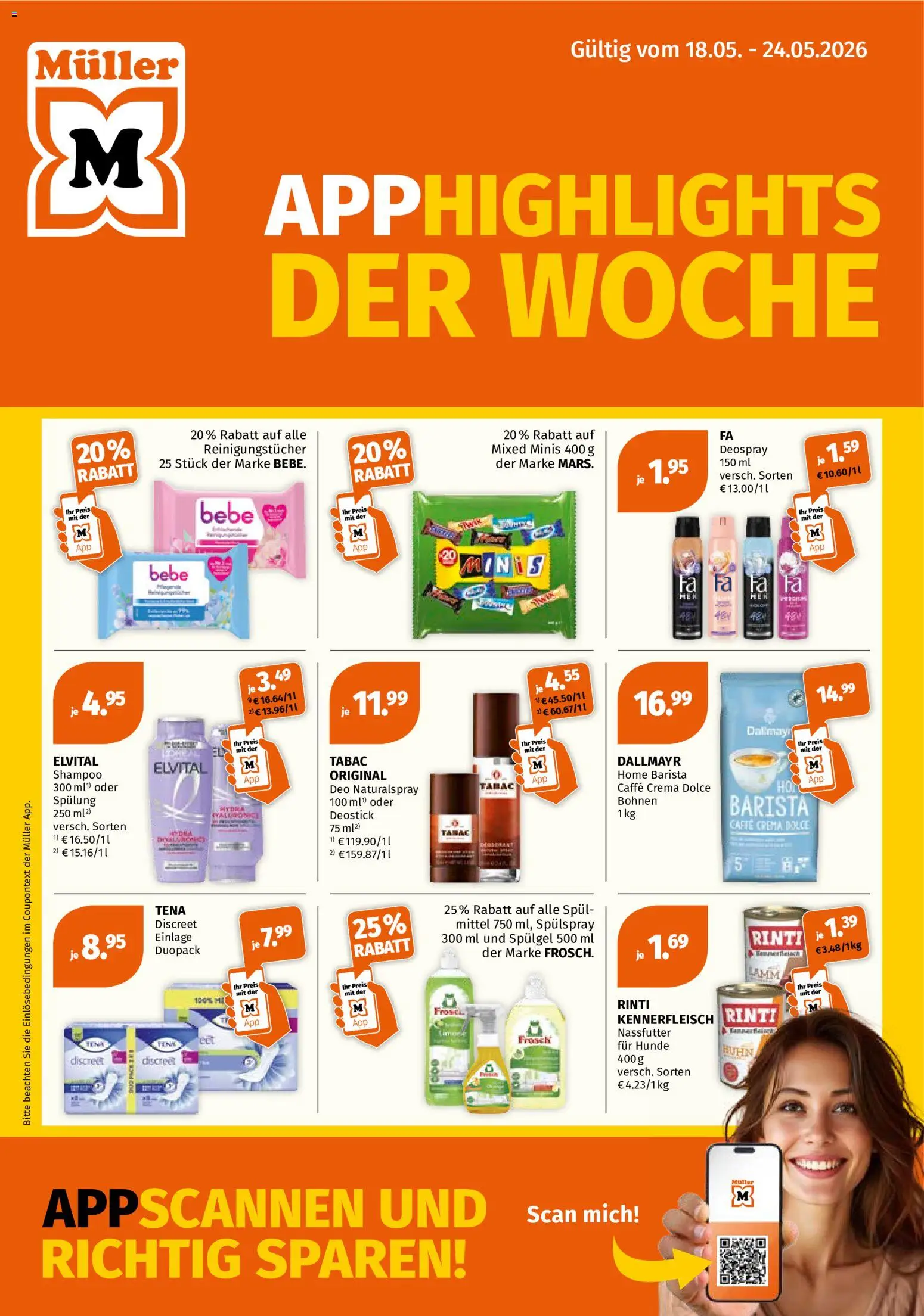 Müller Flugblatt gültig ab 18.05.2026 | Seite: 1 | Produkte: Shampoo, Spülung, Reinigungstücher