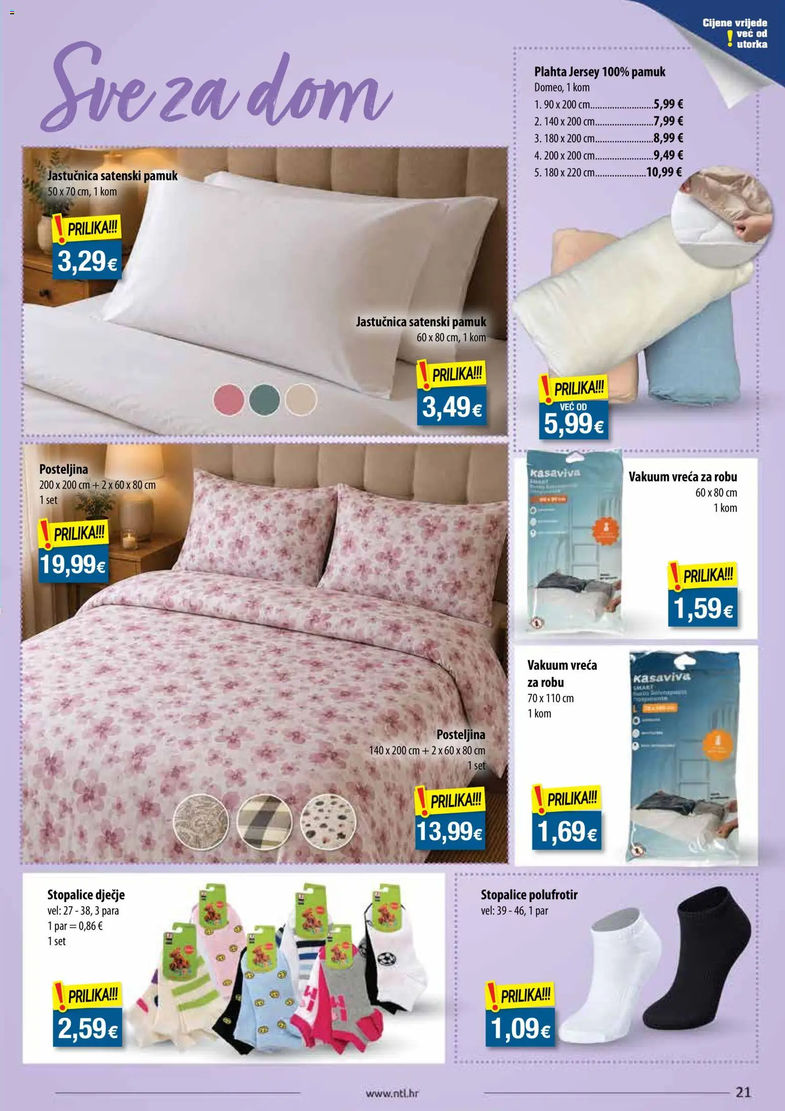NTL katalog | vrijedi od 17.06.2026 | Stranica: 21 | Proizvodi: Jastučnica, Plahta, Posteljina