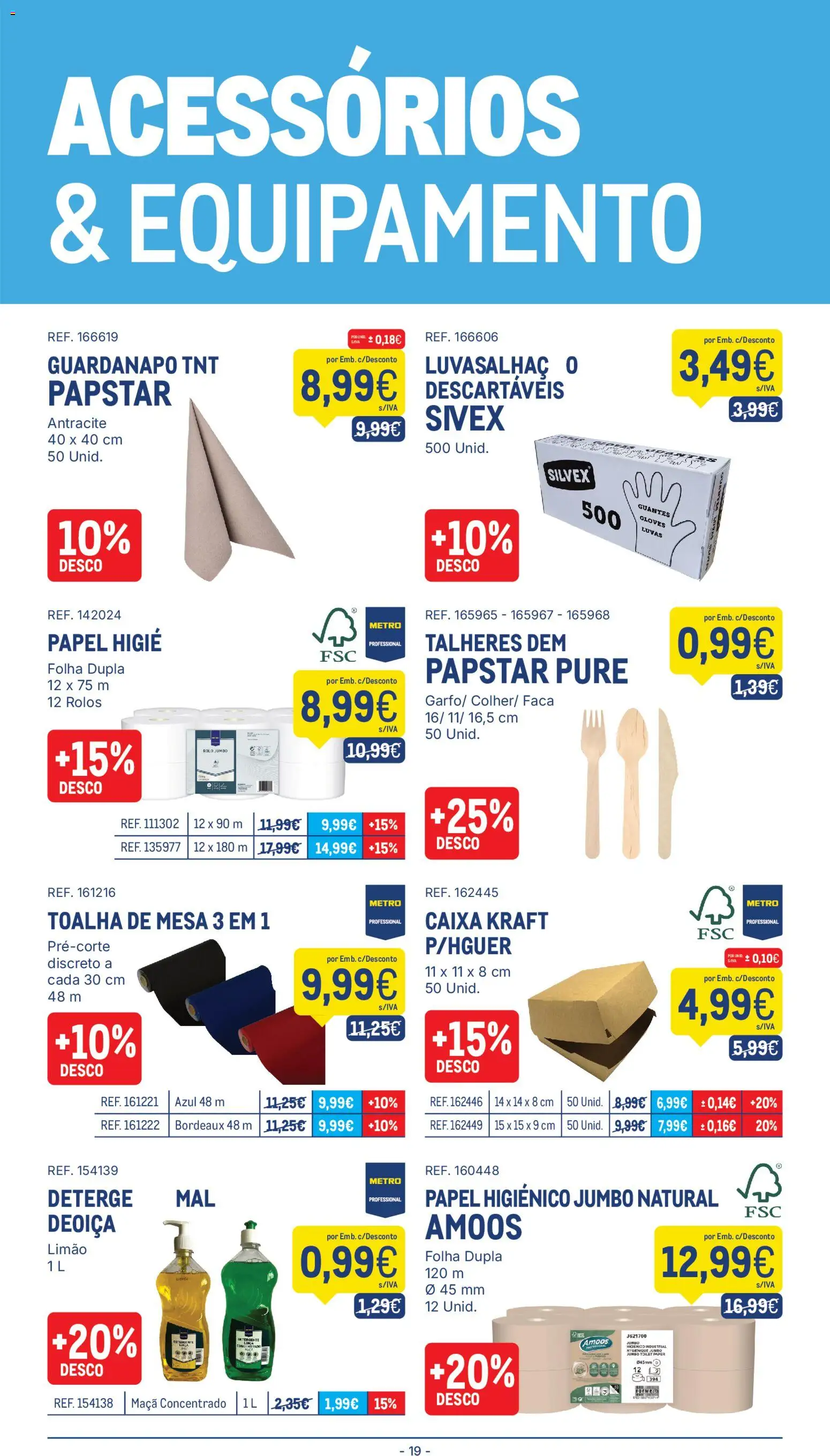 Makro folheto │ válido de 21/07/2026 | Página: 19 | Produtos: Luvas, Faca, Papel higiénico, Mesa
