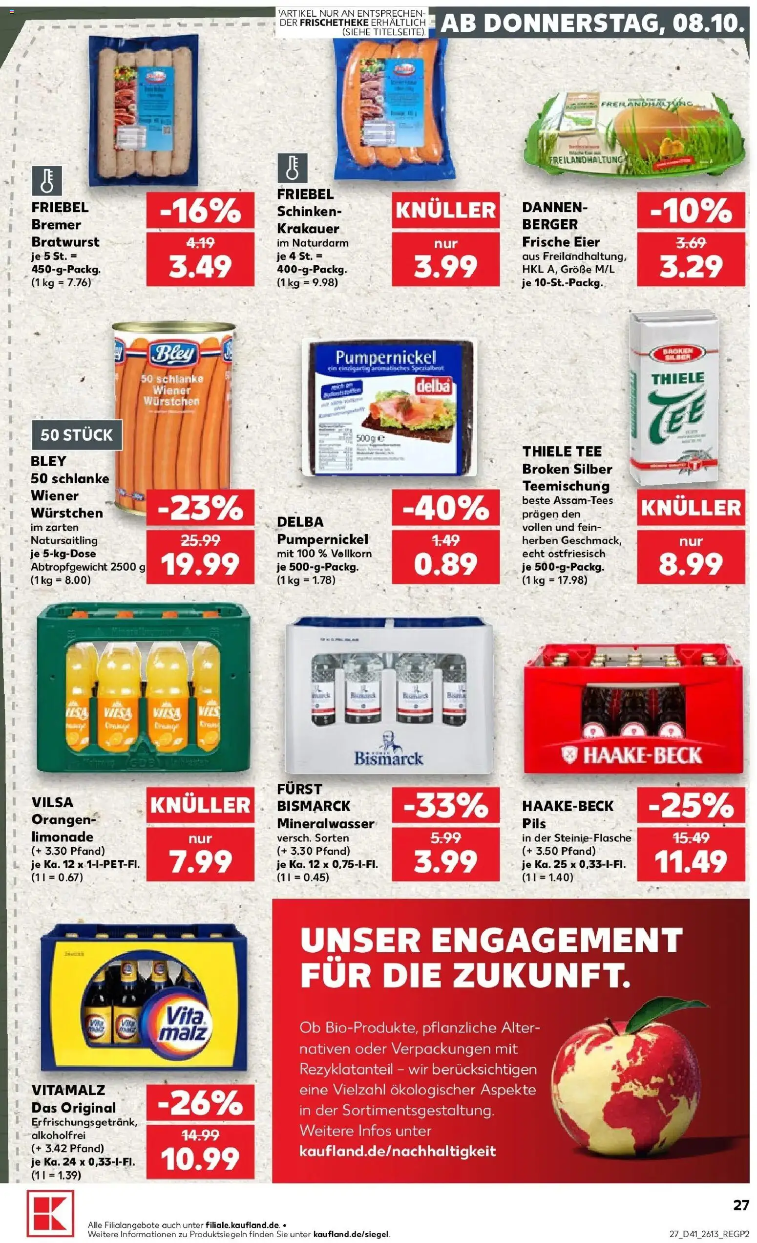 Prospekt Kaufland ab 08.10.2026 » Angebote Online zum Blättern | Seite: 27 | Produkte: Orangen, Limonade, Mineralwasser, Schinken