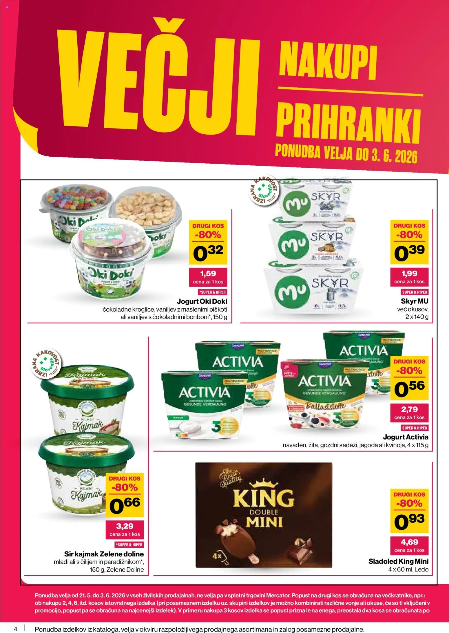 Novi Mercator katalog ponudbe – veljaven od 28.05.2026 | Stran: 4 | Izdelki: Skyr, Sir, Jogurt, Piskoti