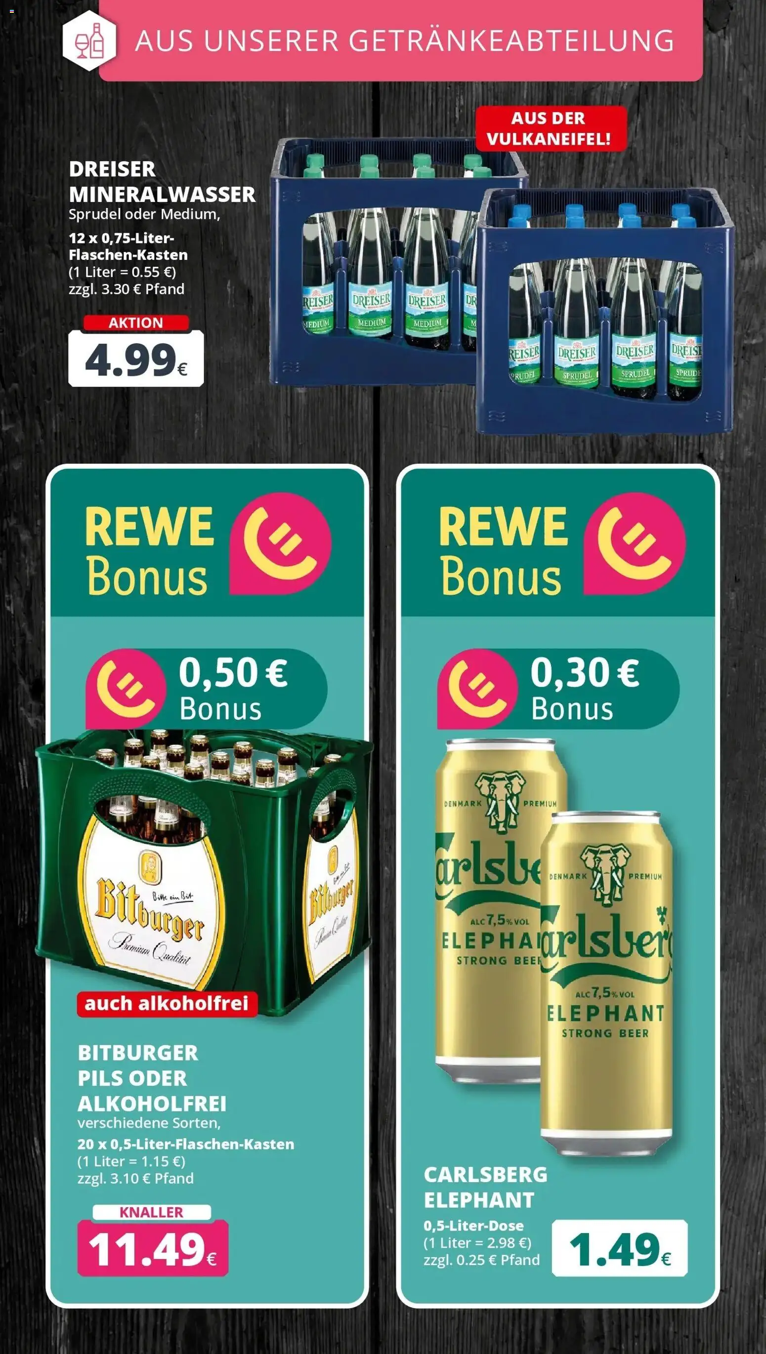 REWE Prospekt ab 05.10.2026 zum Blättern » Angebote | Seite: 19 | Produkte: Bitburger, Carlsberg, Pils, Mineralwasser