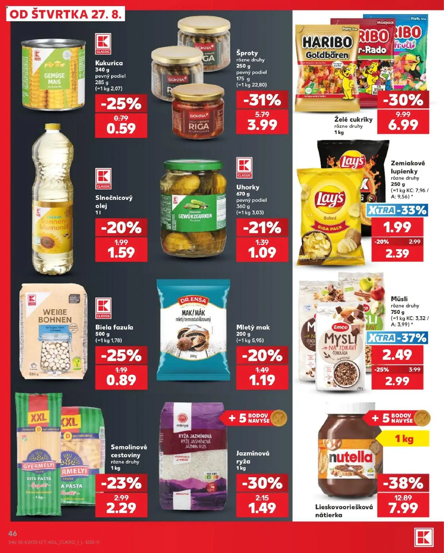 Nové Kaufland akcie – leták je platný od 27.08.2026 | Strana: 46 | Produkty: Čokoláda, Uhorky, Nutella, Mak