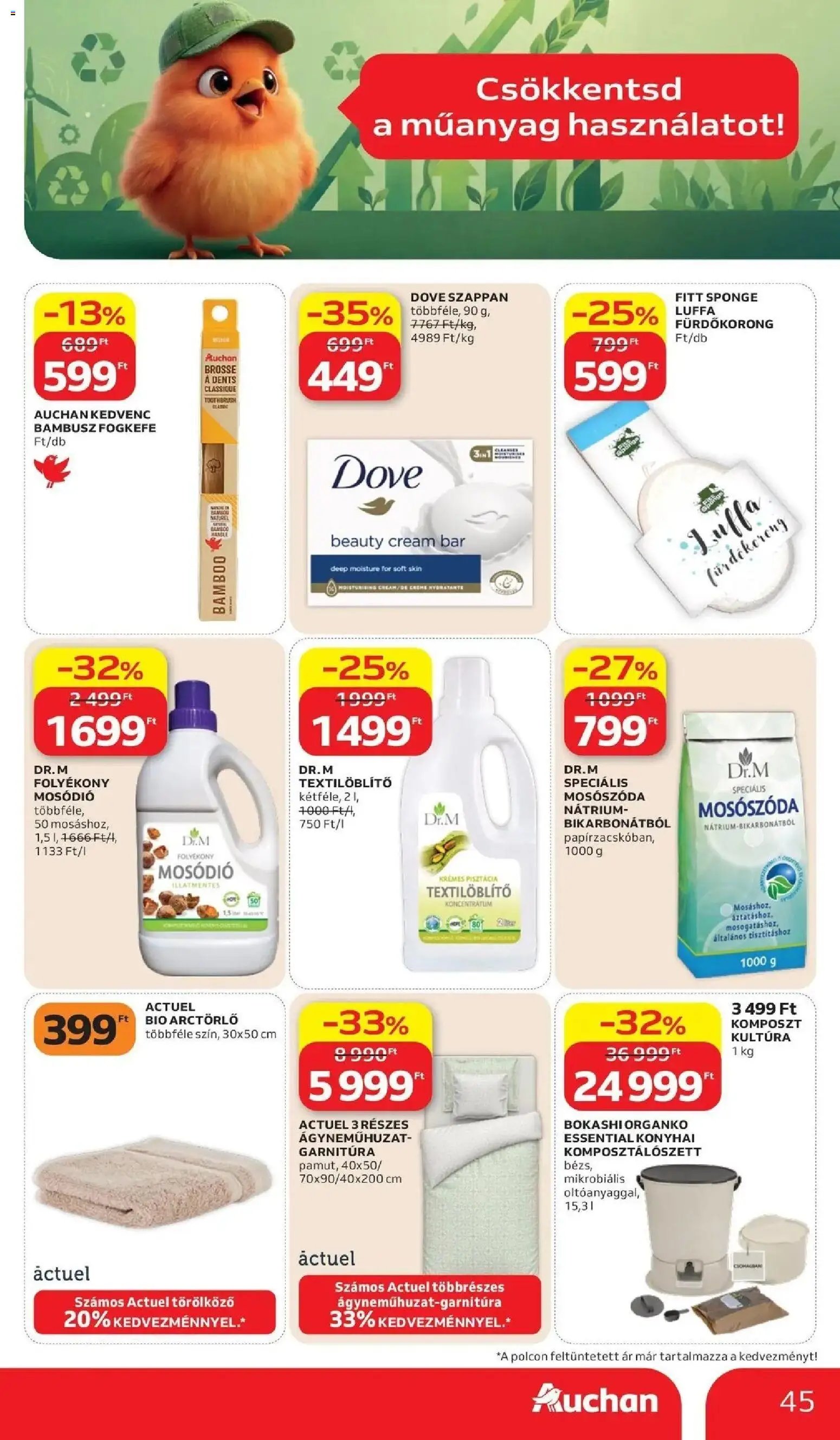 Auchan akciós ujság - amely érvényes a következő dátumtól: 2026.07.02. | Oldal: 45 | Termékek: Pisztácia, Ágyneműhuzat, Szappan, Fogkefe