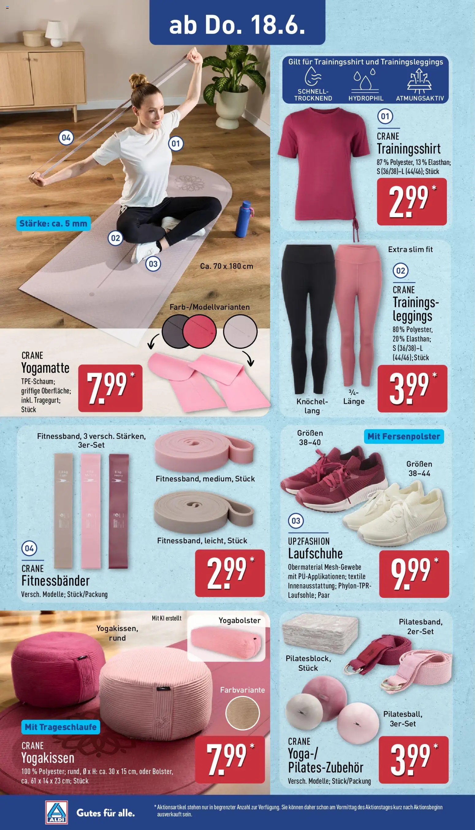 Aldi Prospekt – gültig ab 15.06.2026 | Seite: 24 | Produkte: Laufschuhe, Leggings