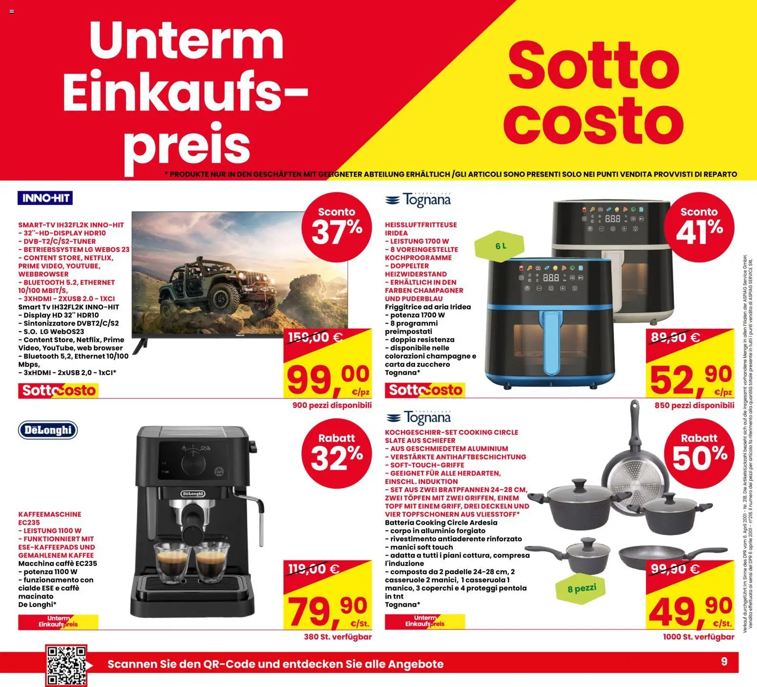 Volantino Eurospar del 01/10/2026 | Pagina: 9 | Prodotti: Caffè, smart TV, Zucchero, Batteria