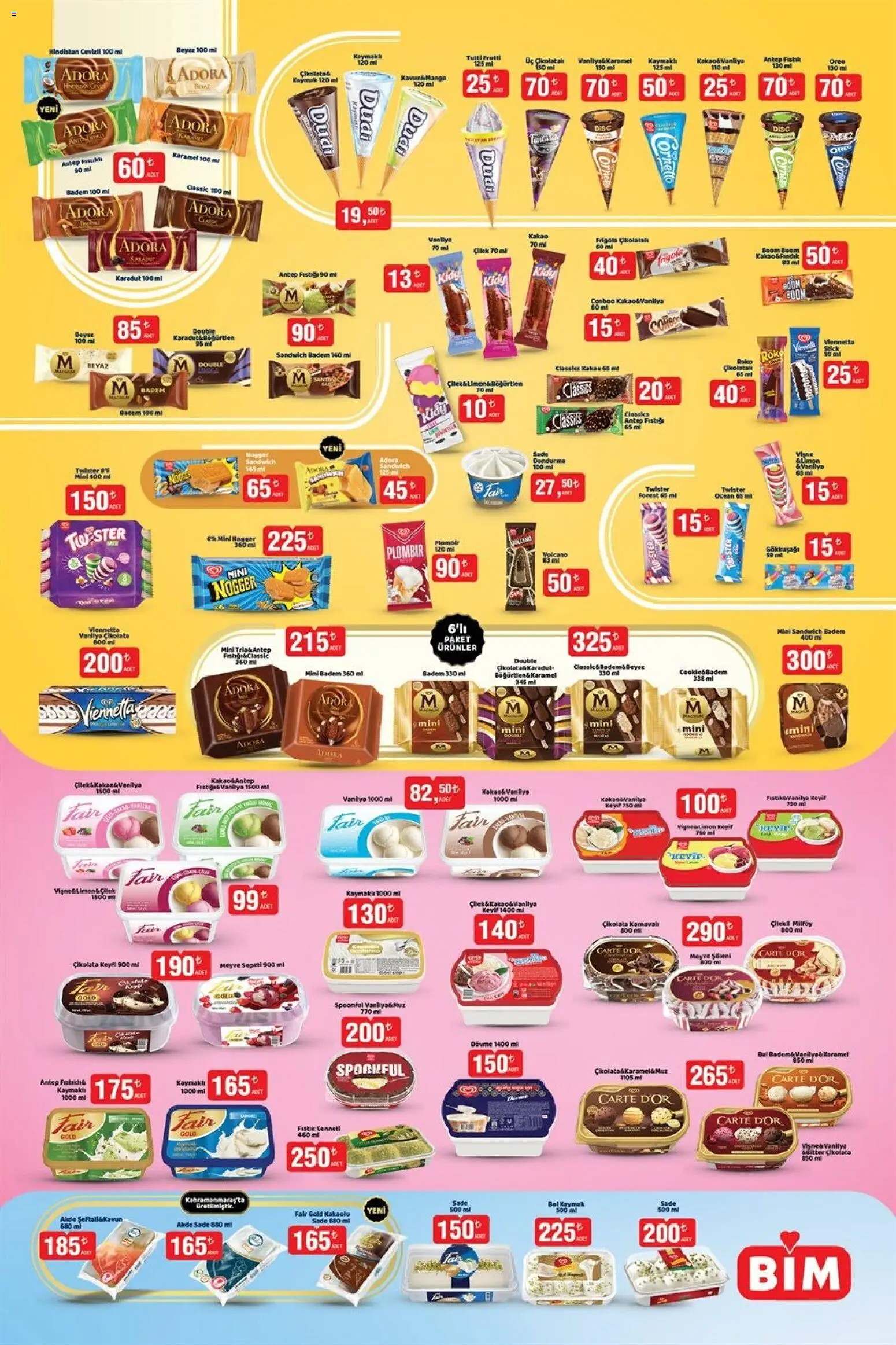 BİM - Dondurma - 25.03.2026 tarihinden itibaren geçerlidir | Sayfa: 1 | Ürünler: Fıstık, Çikolata, Dondurma, Mango