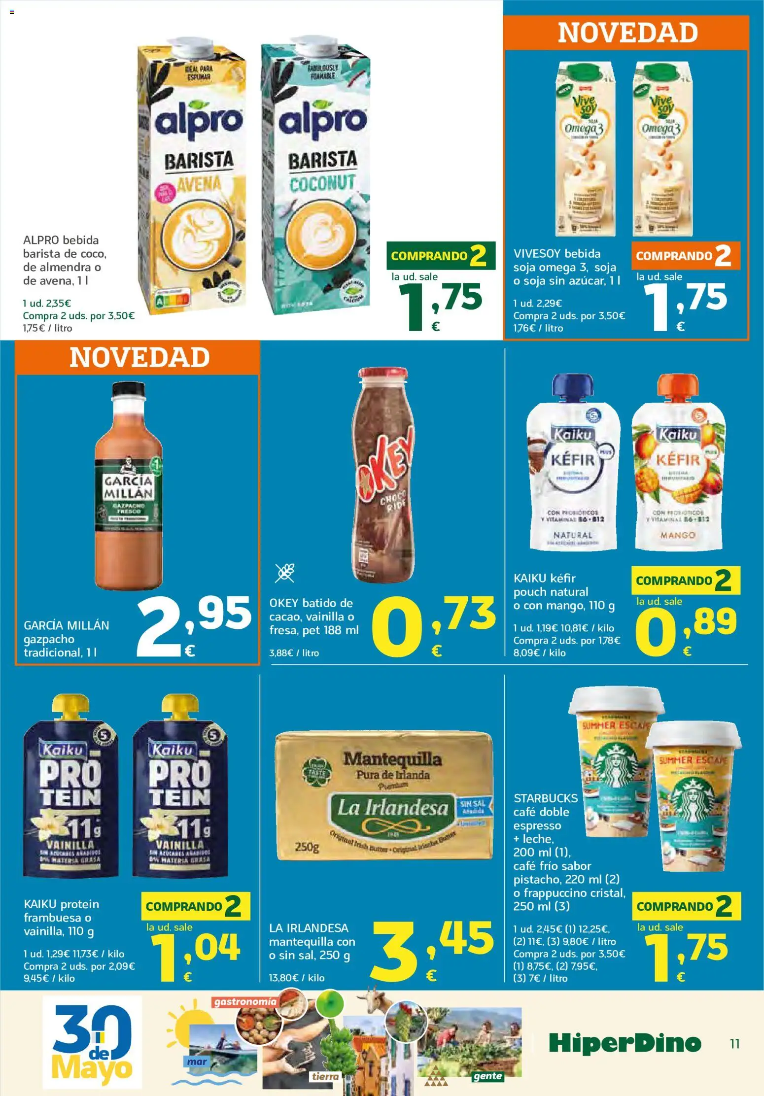 HiperDino folleto │ válido desde el 25.05.2026 | Página: 11 | Productos: Leche, Café, Gazpacho, Συσκευή ροής