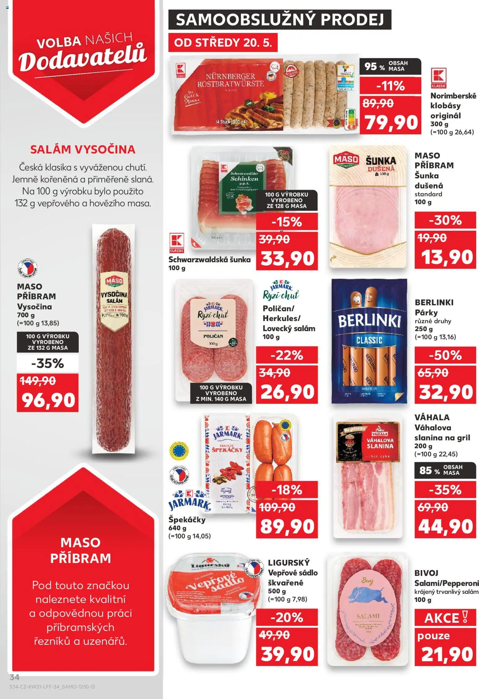 Kaufland leták - Ostrava od 20.05.2026 | Strana: 34 | Produkty: Schwarzwaldská šunka, Salám, Šunka, Maso
