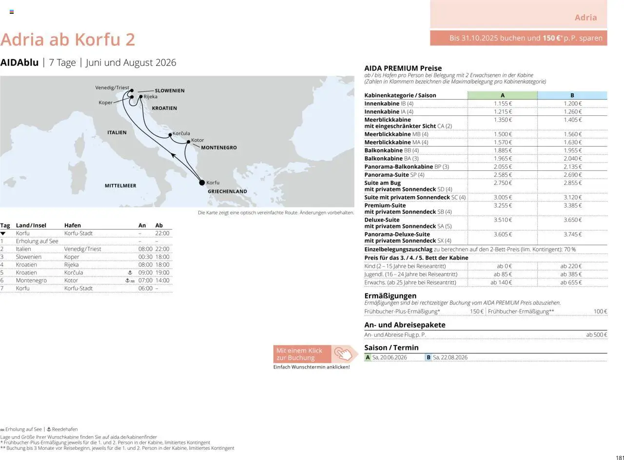 Aida Sommer 2026 – gültig ab 01.03.2026 | Seite: 181 | Produkte: Bett