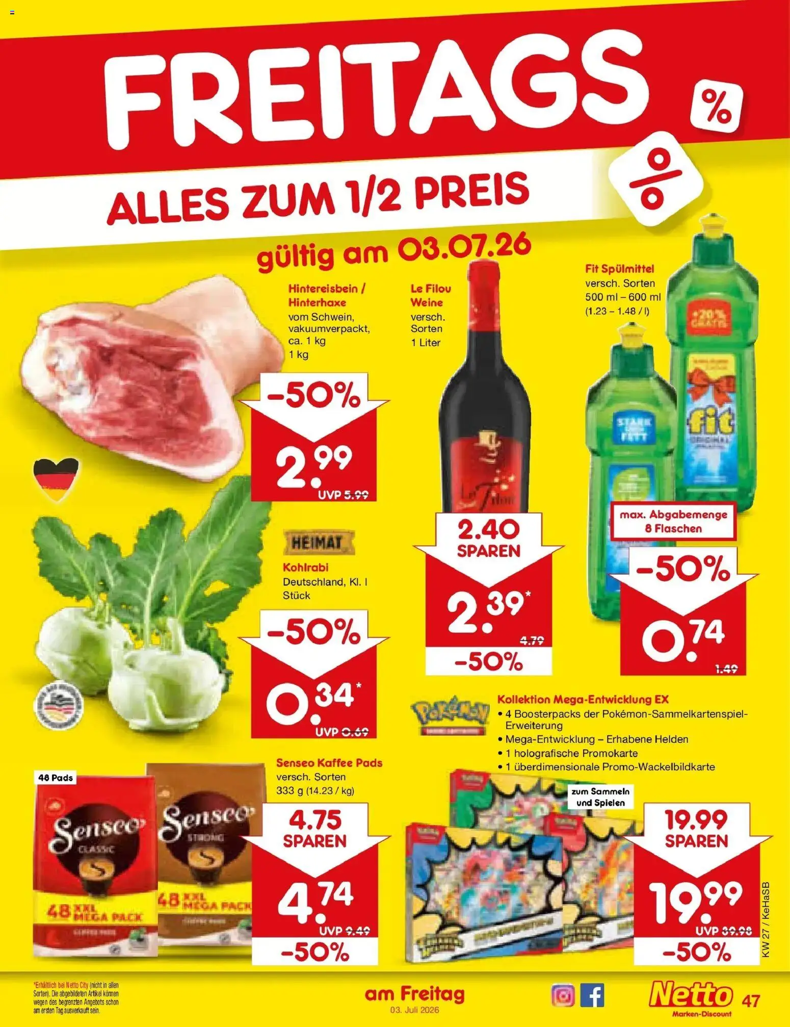 Netto Marken-Discount Prospekt Bonn – gültig ab 29.06.2026 | Seite: 67 | Produkte: Senseo, Le filou, Kaffee, Kohlrabi