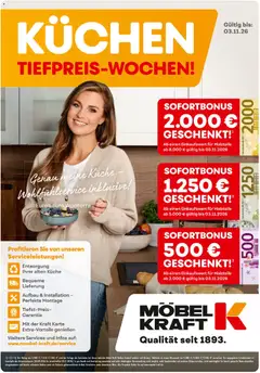 Möbel Kraft  Küchen Tiefpreis-Wochen ab 04.09.2026 gültig