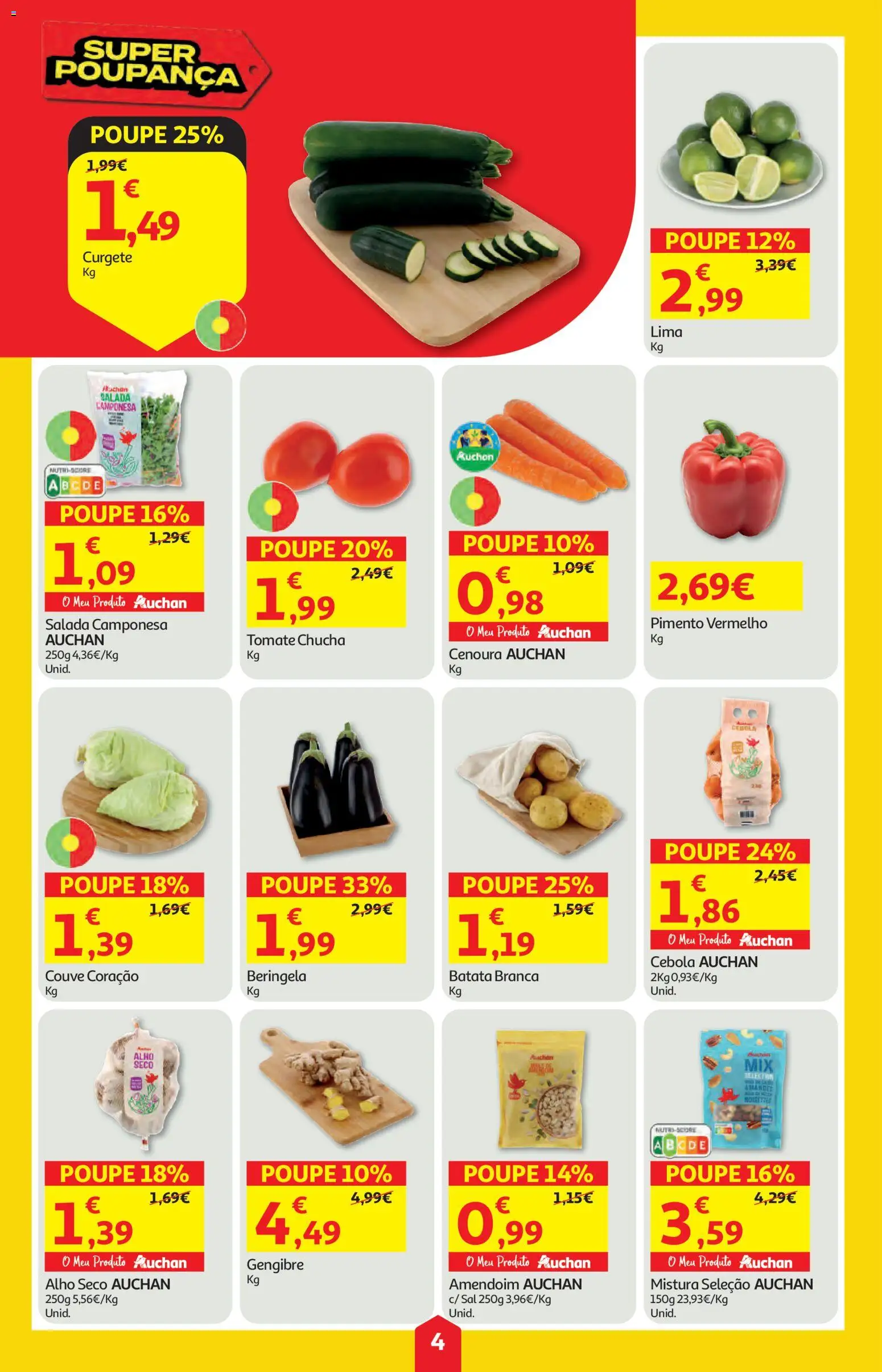 Auchan folheto │ válido de 11.06.2026 | Página: 4 | Produtos: Batata, Curgete, Sal, Salada