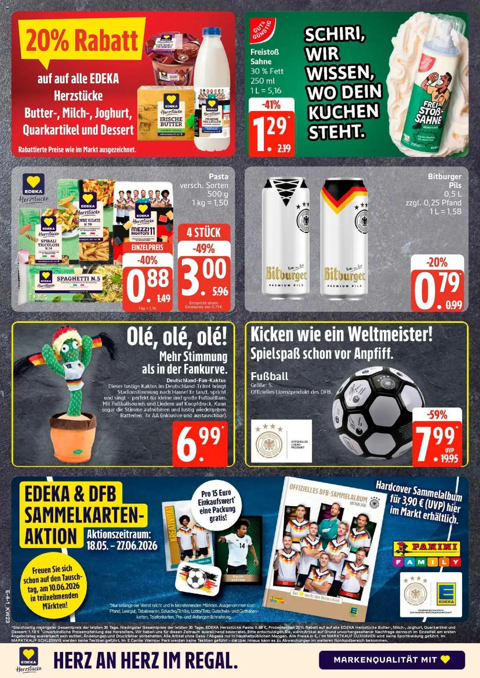 Edeka prospekt Hamburg – gültig ab 01.06.2026 | Seite: 4 | Produkte: Bitburger, Butter, Fußball, Sahne