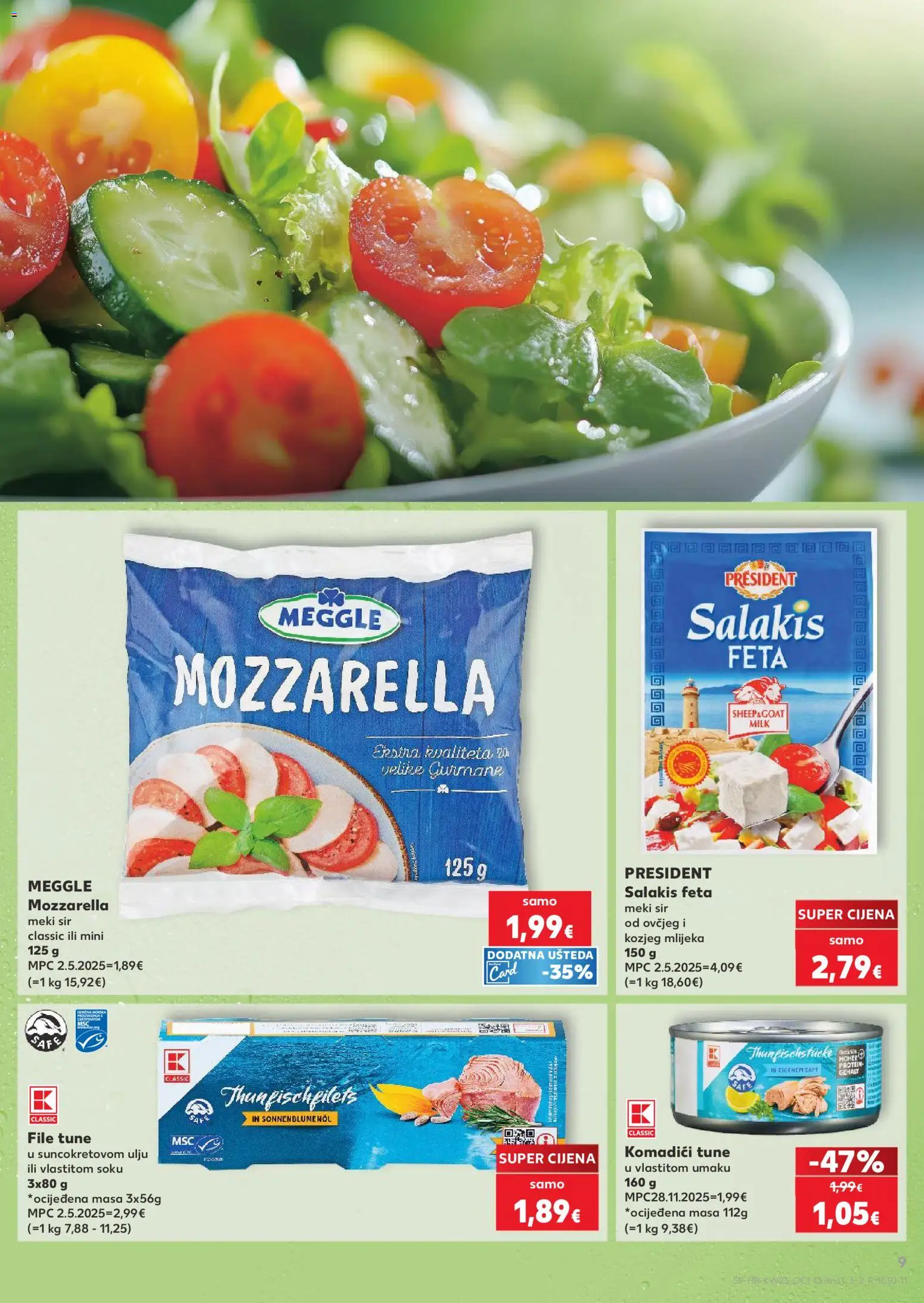 Kaufland katalog | vrijedi od 17.06.2026 | Stranica: 9 | Proizvodi: Feta, Mozzarella, Sir, Tuna