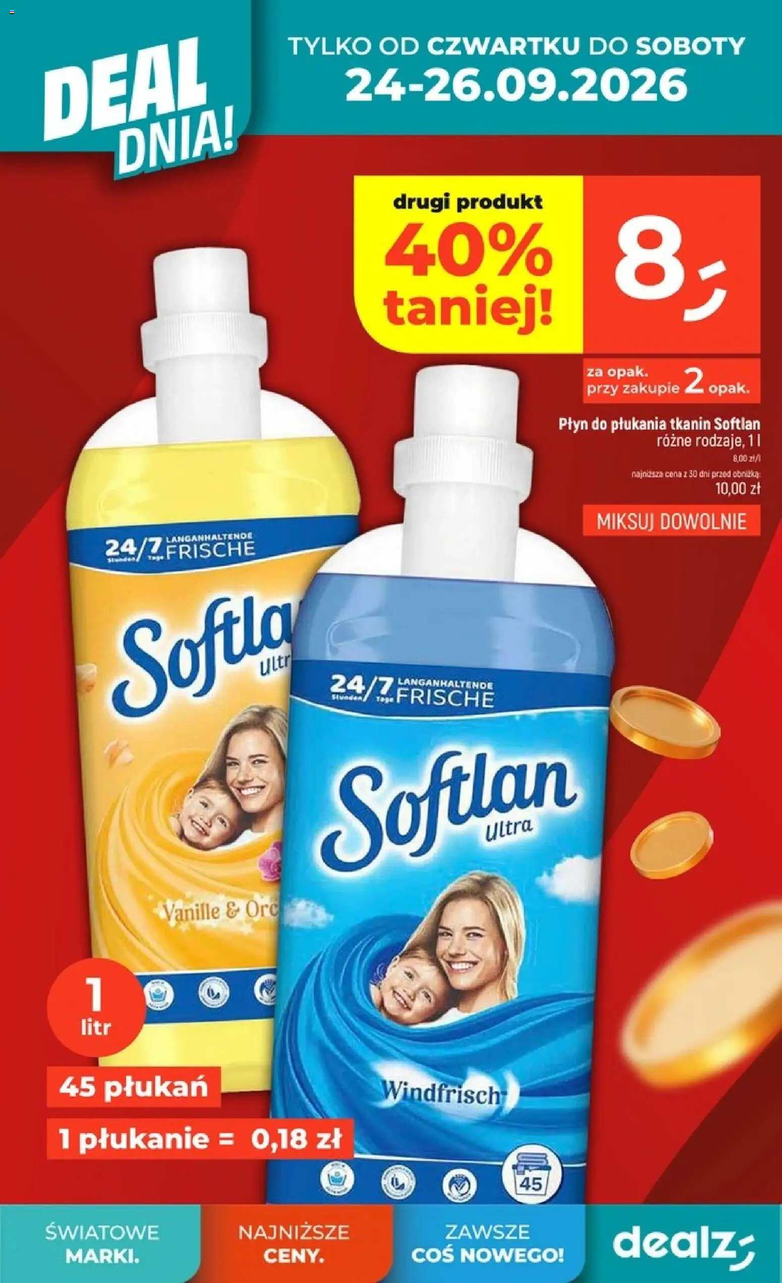 Dealz gazetka - Deal dnia od 24.09.2026 | Strona: 4 | Produkty: Płyn do płukania, Płyn do płukania tkanin