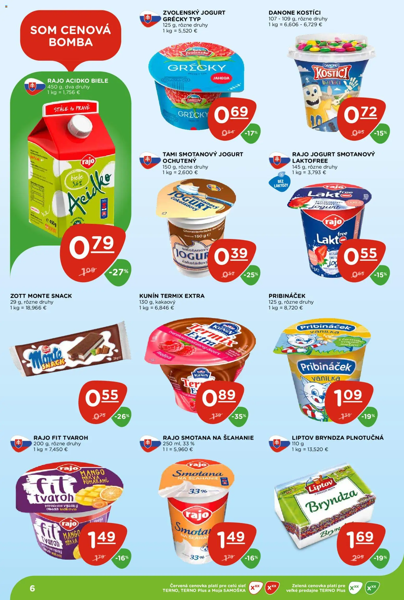 Nové Terno akcie – leták je platný od 06.08.2026 | Strana: 6 | Produkty: Jogurt, Smotana, Mrkva, Acidko