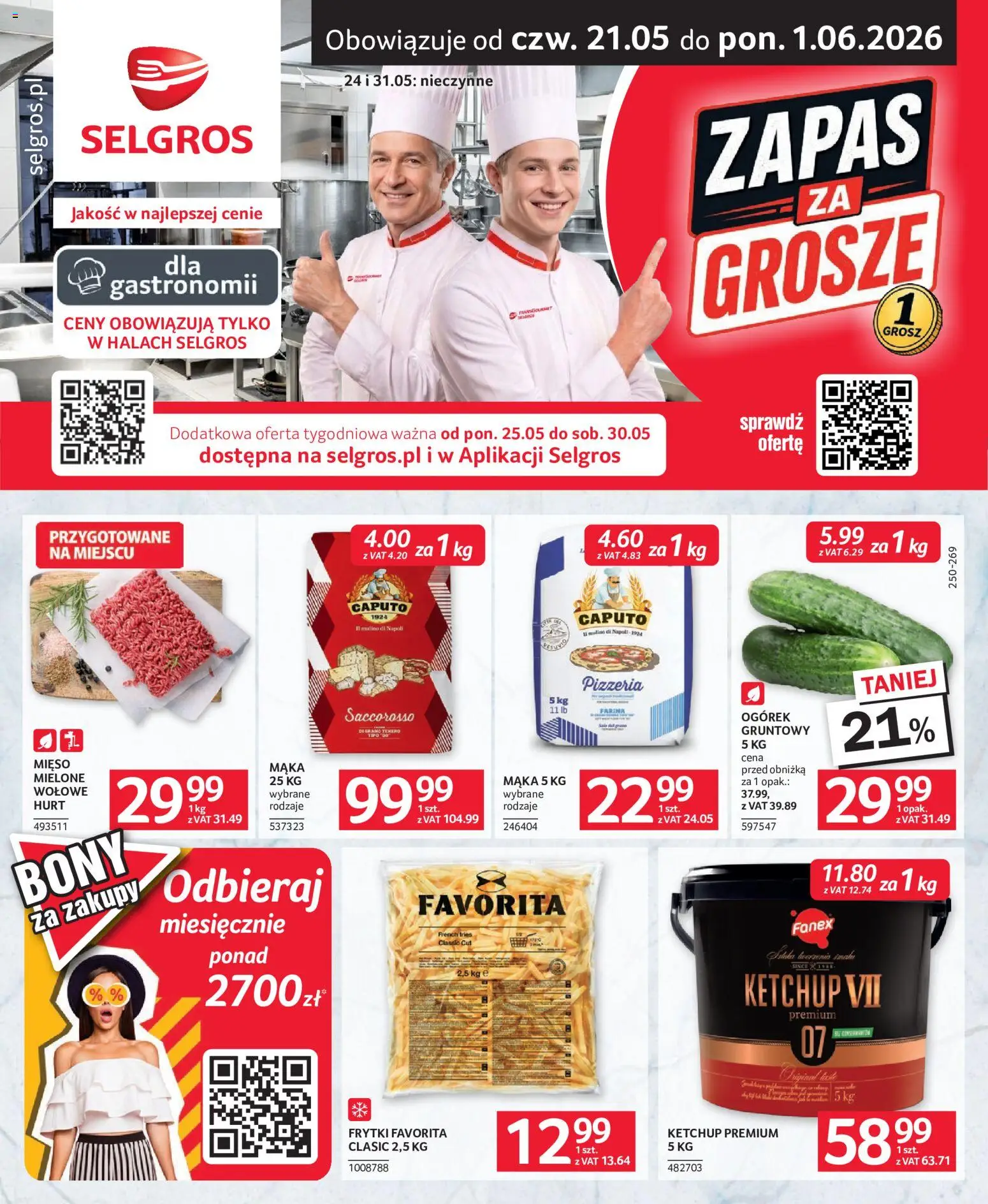Selgros cash&carry gazetka - Oferta dla gastronomii od 21.05.2026 | Strona: 1 | Produkty: Ketchup, Mięso, Frytki