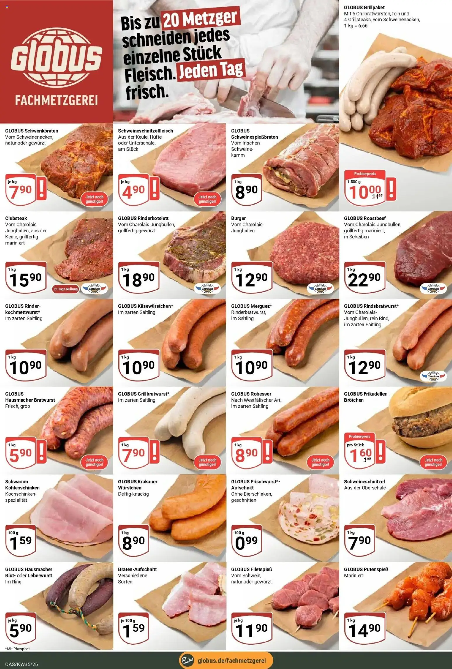 Globus Prospekt Castrop-Rauxel – gültig ab 24.08.2026 | Seite: 11 | Produkte: Bratwurst, Burger, Roastbeef