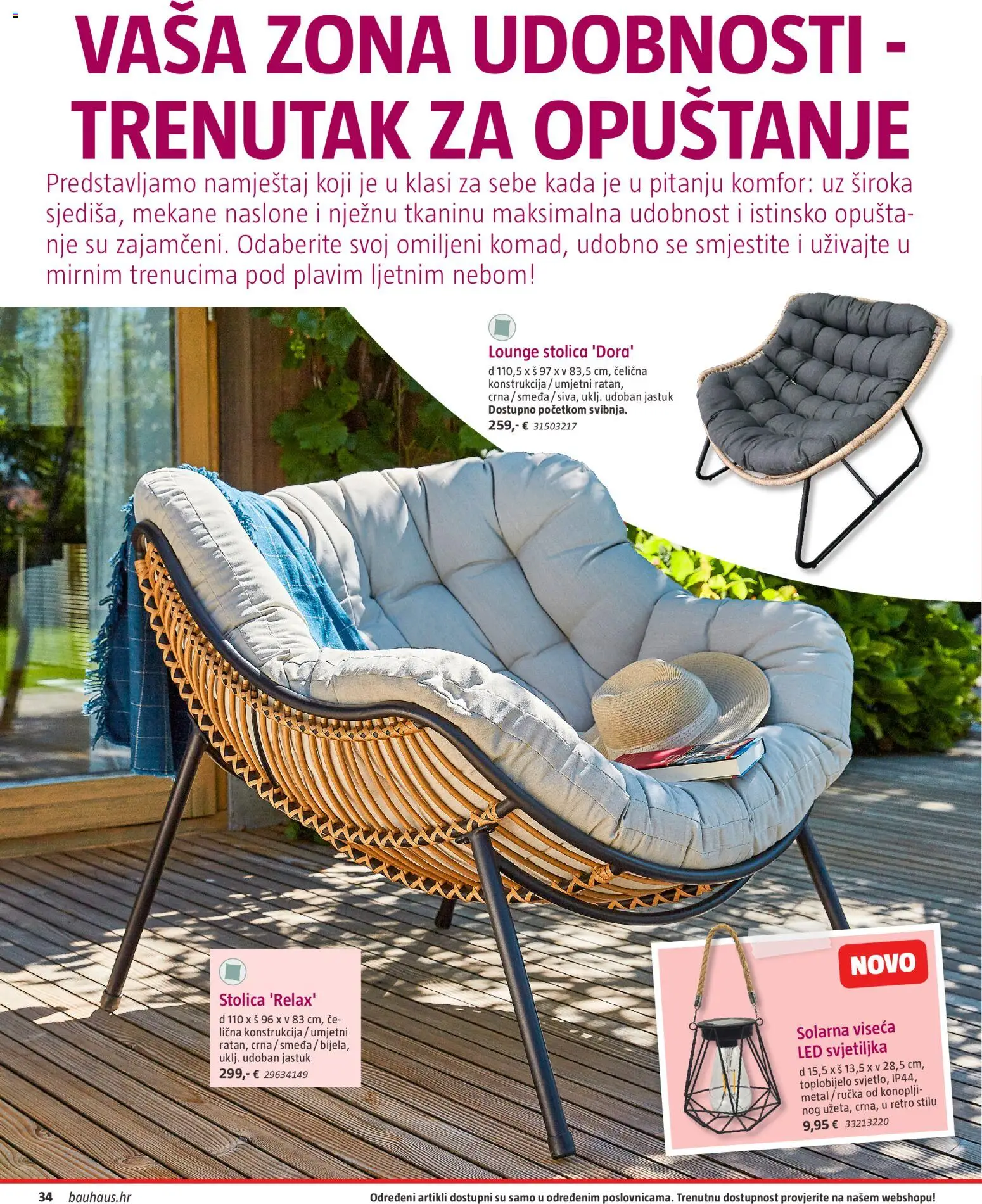 Bauhaus katalog | vrijedi od 23.03.2026 | Stranica: 34 | Proizvodi: Jastuk, Stolica, Svjetiljka