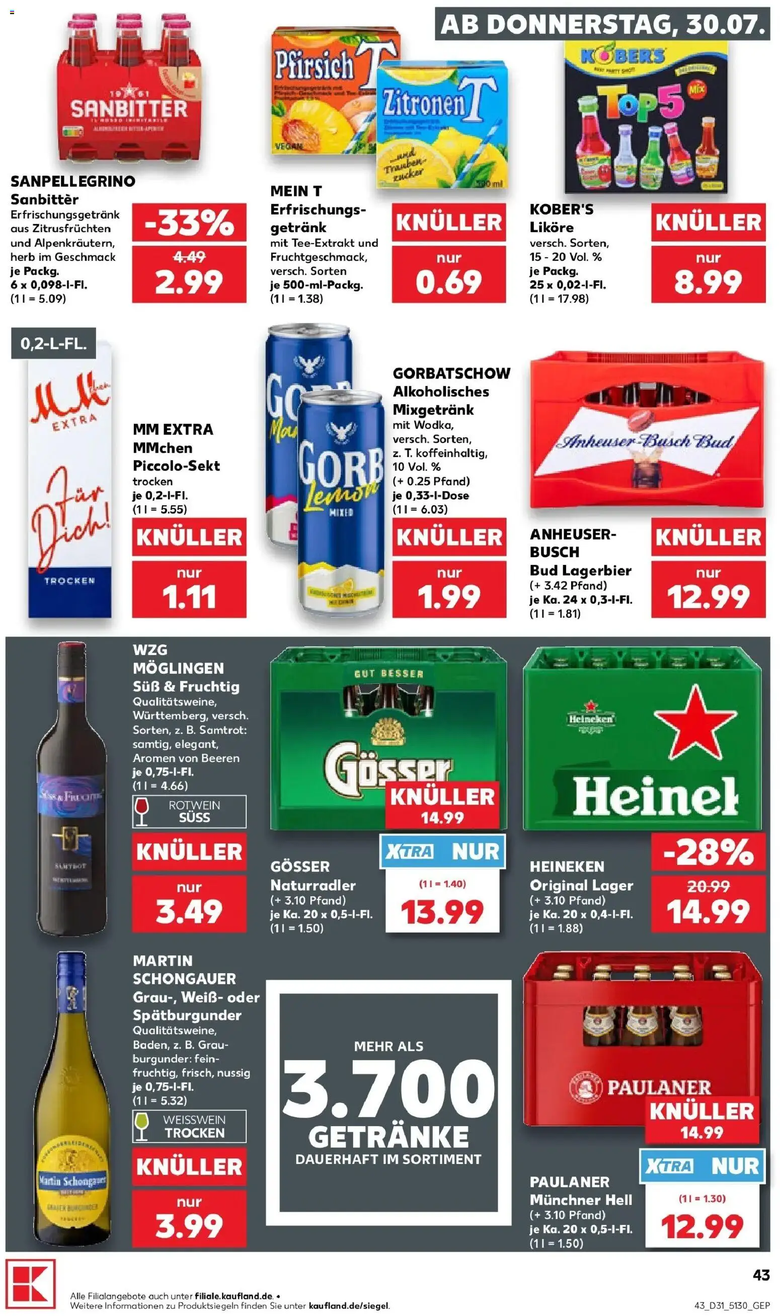 Kaufland Prospekt Buchen – gültig ab 30.07.2026 | Seite: 43 | Produkte: Weißwein, Bad, Paulaner, Zitronen