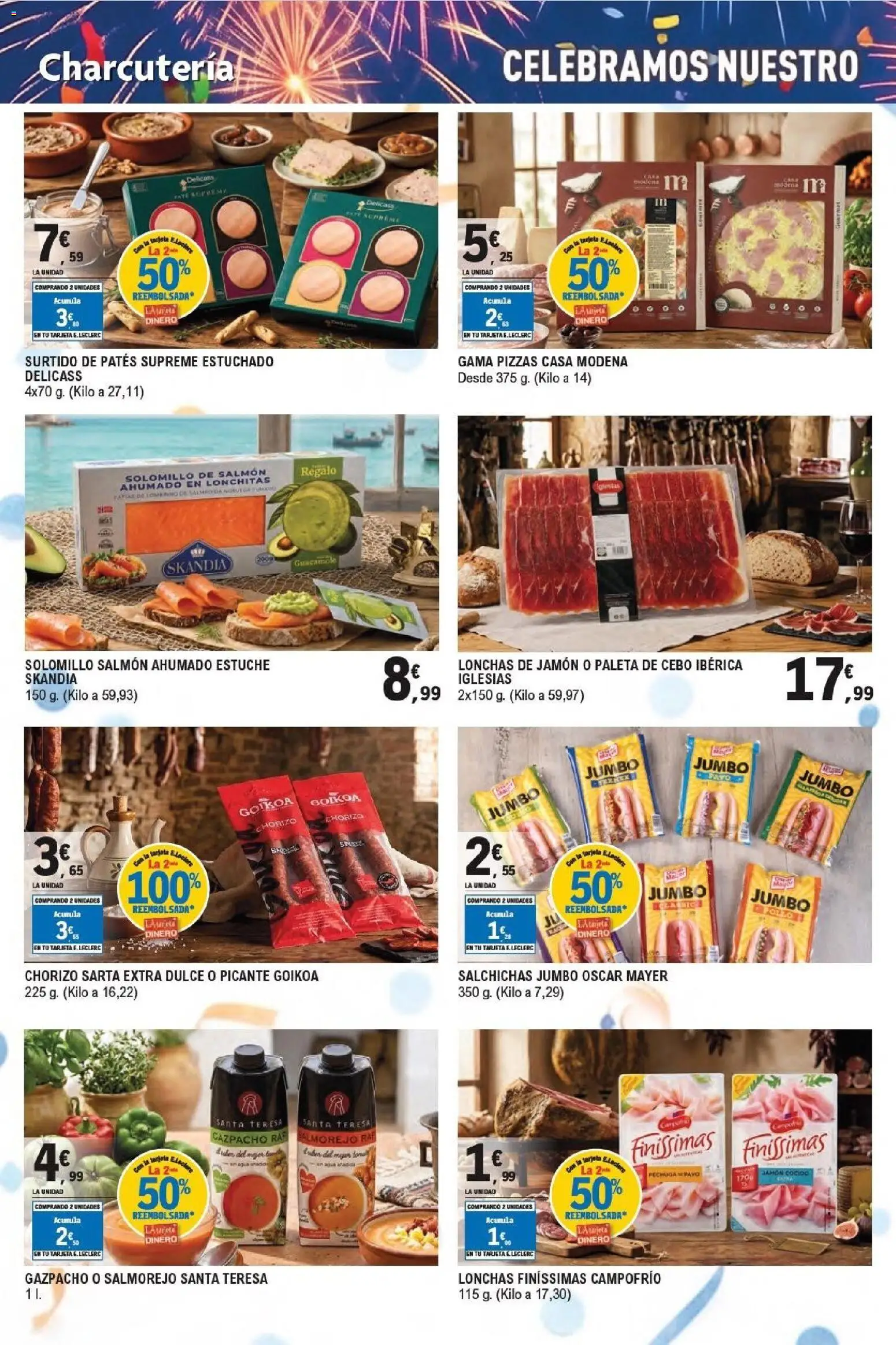 E.Leclerc Aniversario │ válido desde el 13/07/2026 | Página: 20 | Productos: Jamón, Guacamole, Gazpacho, Salmón ahumado