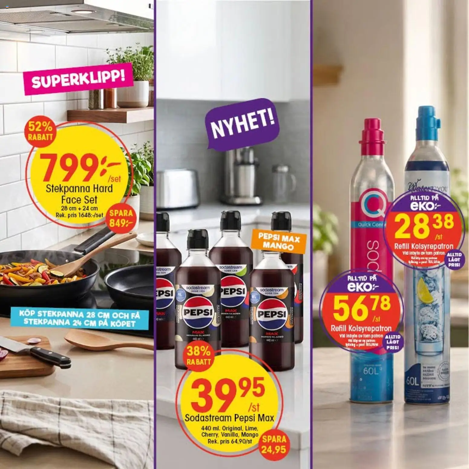 EKO reklamblad aktuell från 31/08/2026 | Sida: 5 | Produkter: Set, Kolsyrepatron, Sodastream, Stekpanna