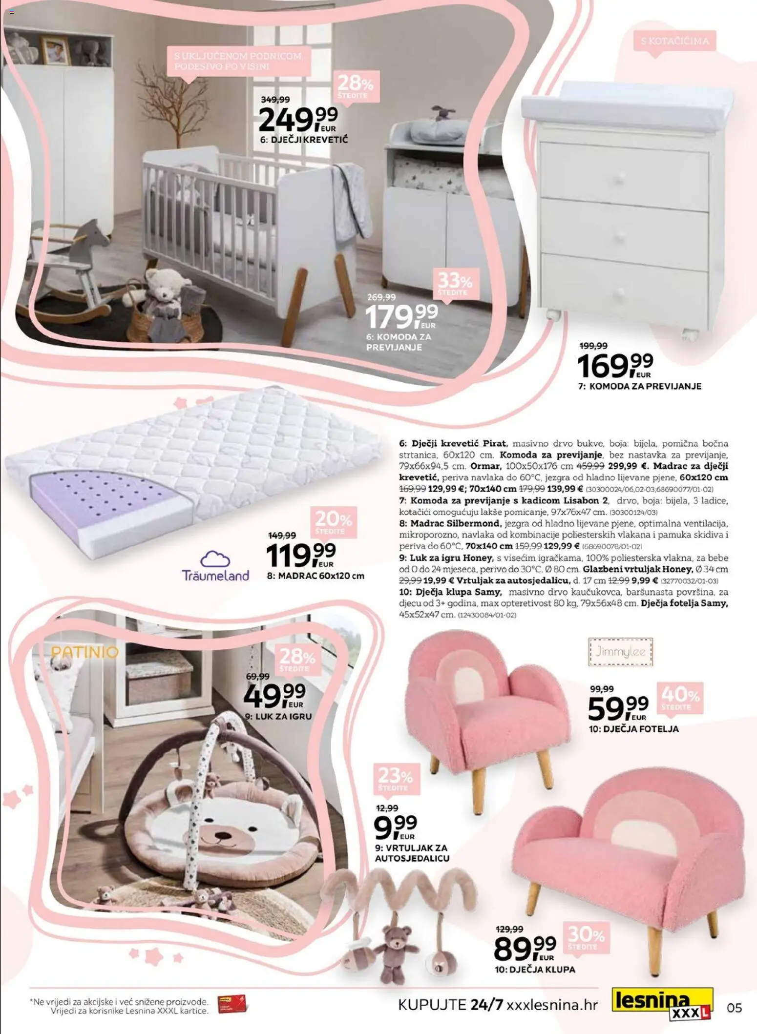 Lesnina katalog | vrijedi od 10.09.2026 | Stranica: 5 | Proizvodi: Madrac, Komoda, Fotelja, Luk
