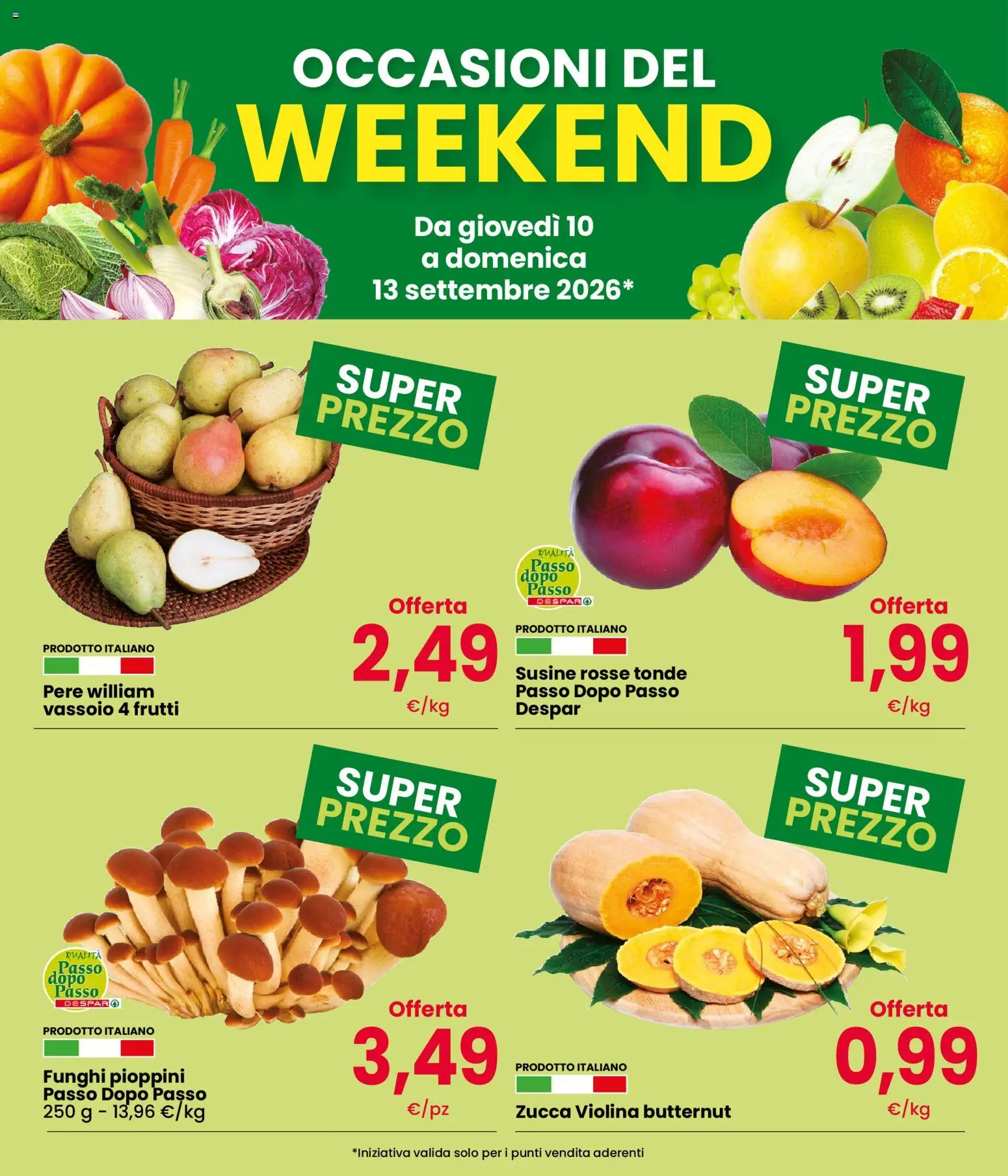 Volantino Interspar del 10/09/2026 | Pagina: 2 | Prodotti: Pere, Funghi, Zucca, Vassoio