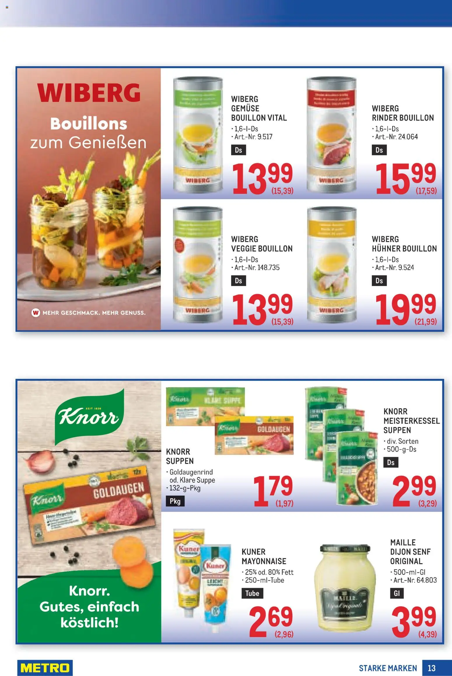 Metro angebote Starke Marken gültig ab 01.10.2026 | Seite: 13 | Produkte: Gemüse, Mayonnaise