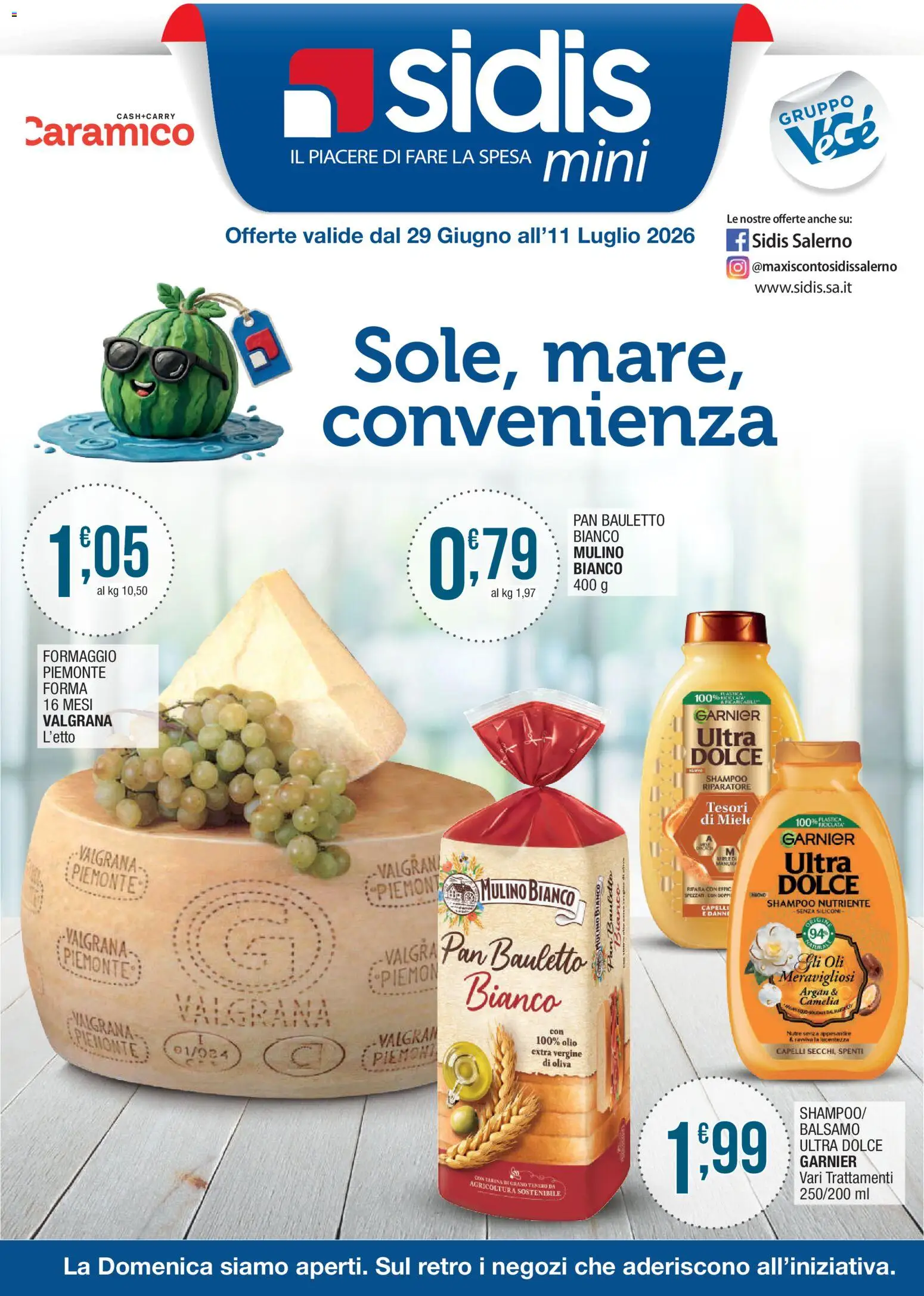 Volantino Sidis del 29/06/2026 | Pagina: 1 | Prodotti: Shampoo, Balsamo, Formaggio, Farina