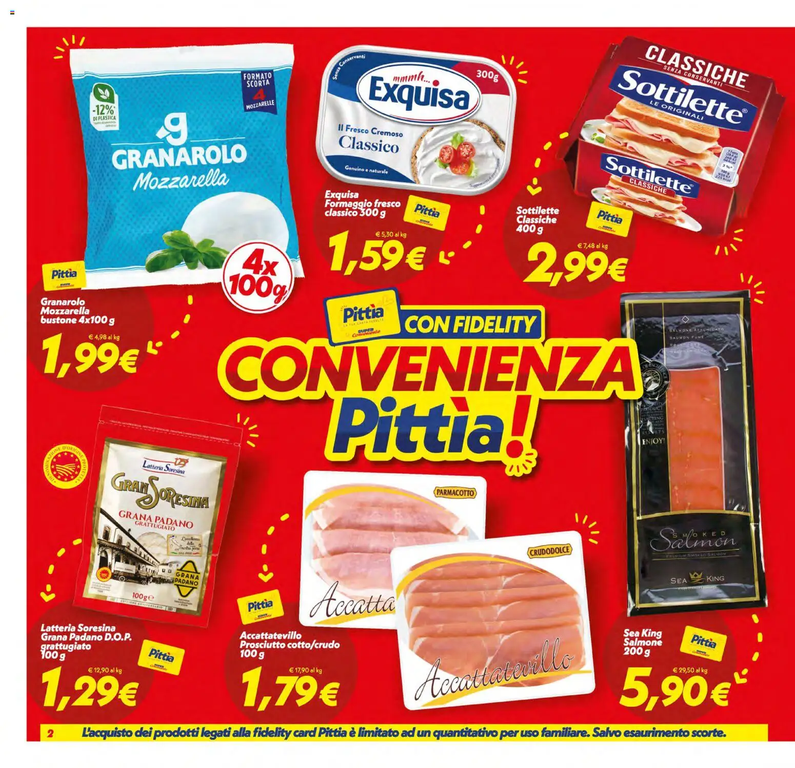 Volantino SuperConveniente del 10/07/2026 | Pagina: 2 | Prodotti: Salmone, Mozzarella, Prosciutto, Grana Padano