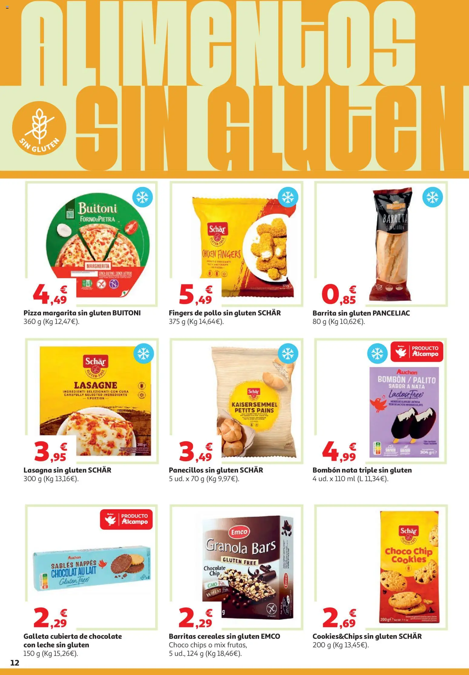 Alcampo HG Nacional Cat │ válido desde el 05.05.2026 | Página: 12 | Productos: Leche, Chocolate, Pizza, Cereales