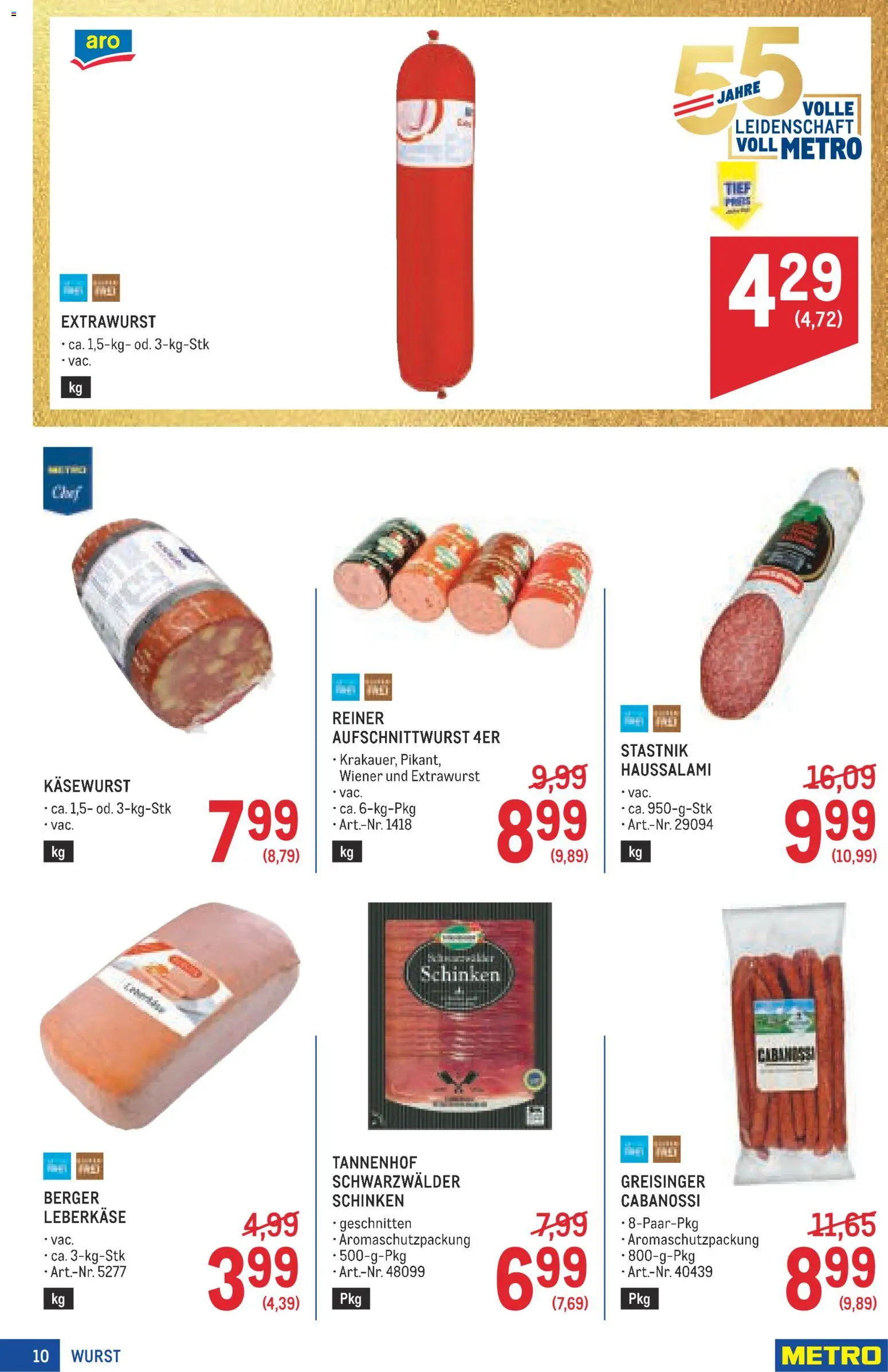 Metro angebote Profi gültig ab 20.08.2026 | Seite: 10 | Produkte: Wurst, Schinken