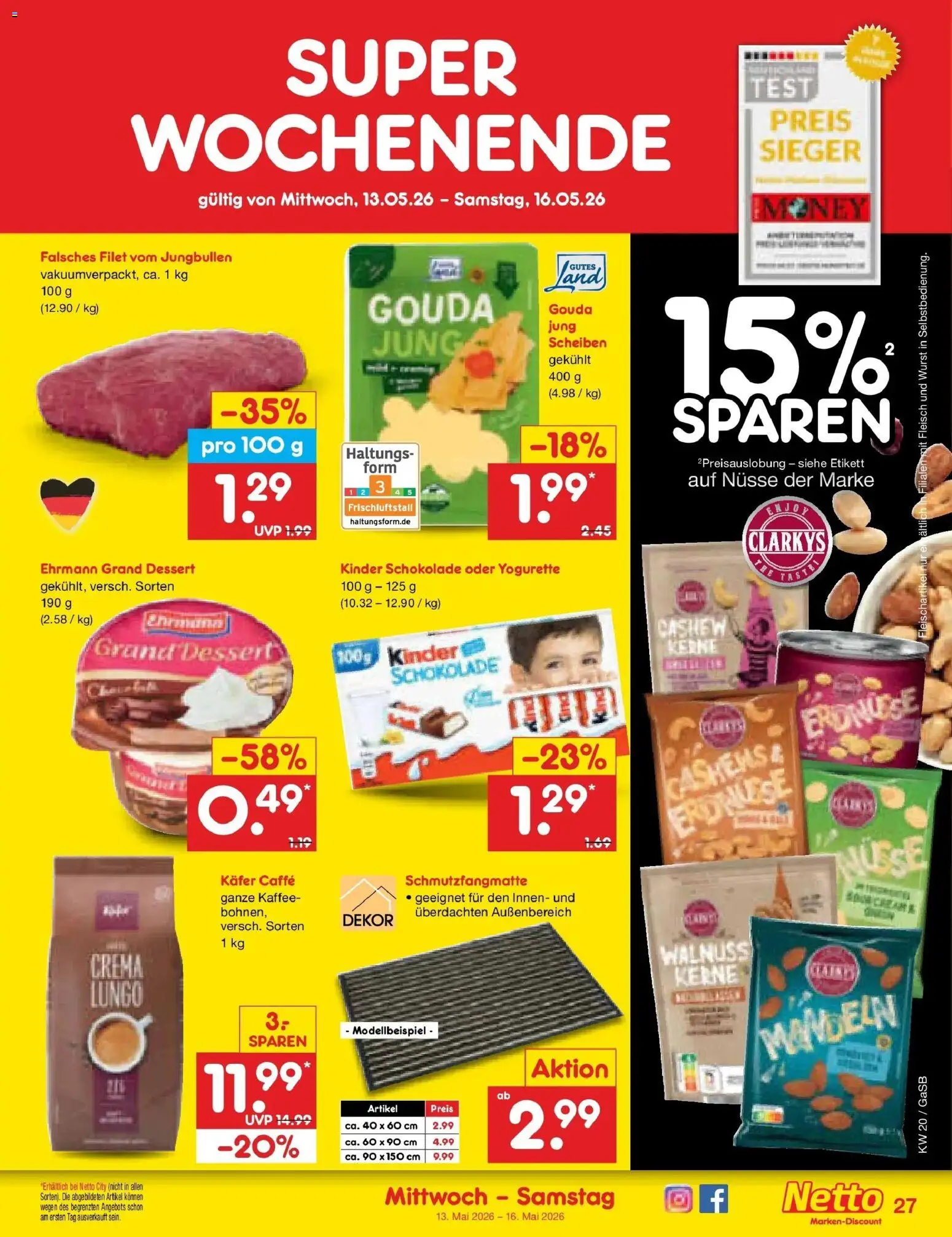 Netto Marken-Discount Prospekt Bremen-Lesum	 – gültig ab 10.05.2026 | Seite: 38 | Produkte: Schokolade, Ehrmann grand dessert, Schmutzfangmatte, Wurst