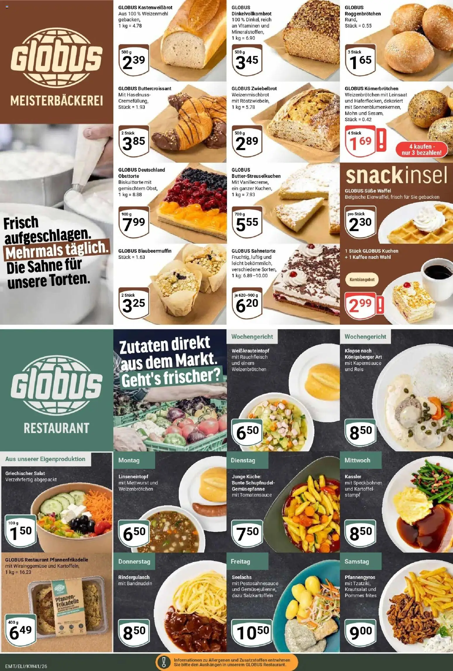 Globus Prospekt Mittelhausen (ab 05.10.2026) » Angebote online | Seite: 10 | Produkte: Kaffee, Pommes, Kuchen, Sahne