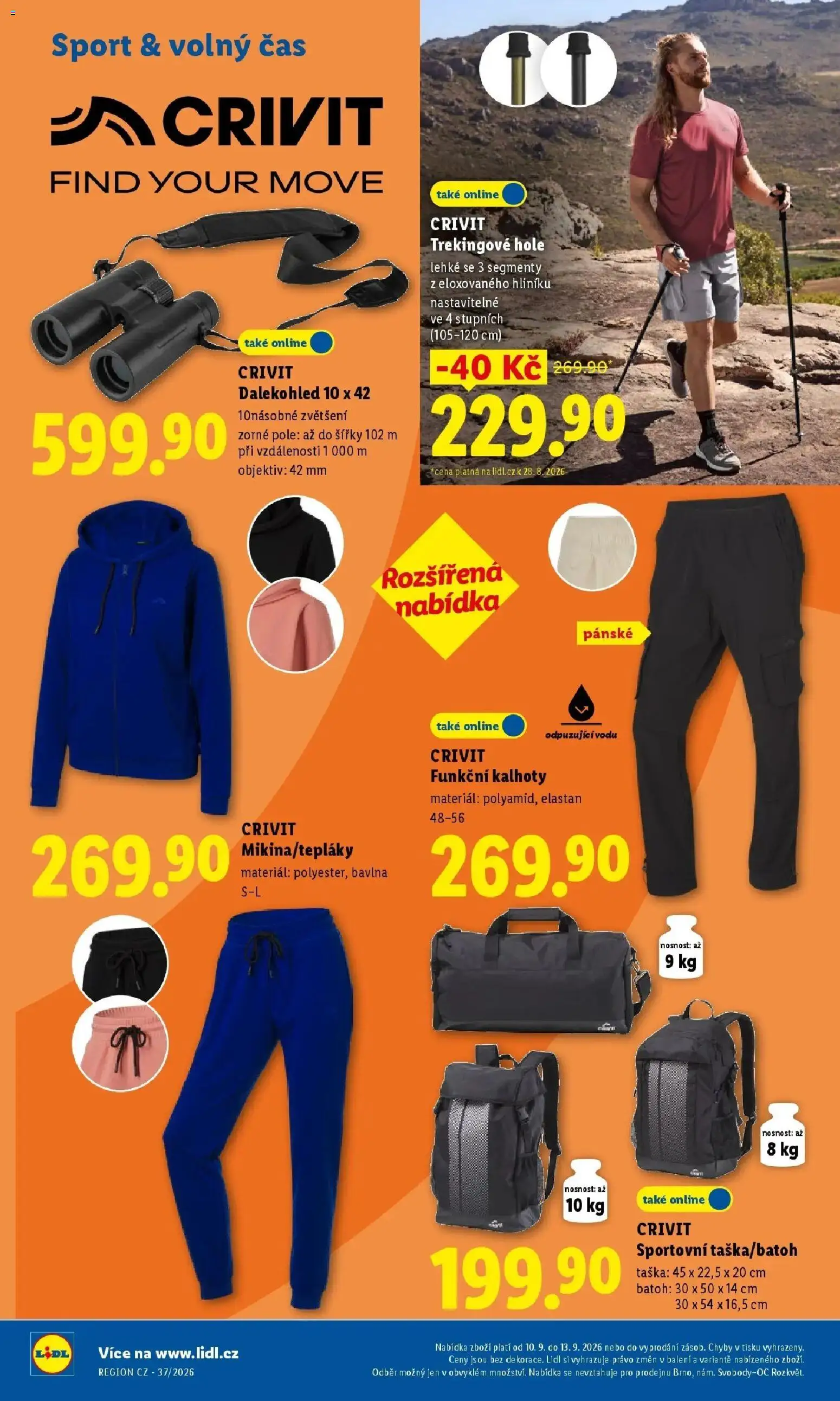 Lidl leták od 07.09.2026 - Nový akční leták | Strana: 24 | Produkty: Kalhoty, Dalekohled, Trekingové hole, Pants