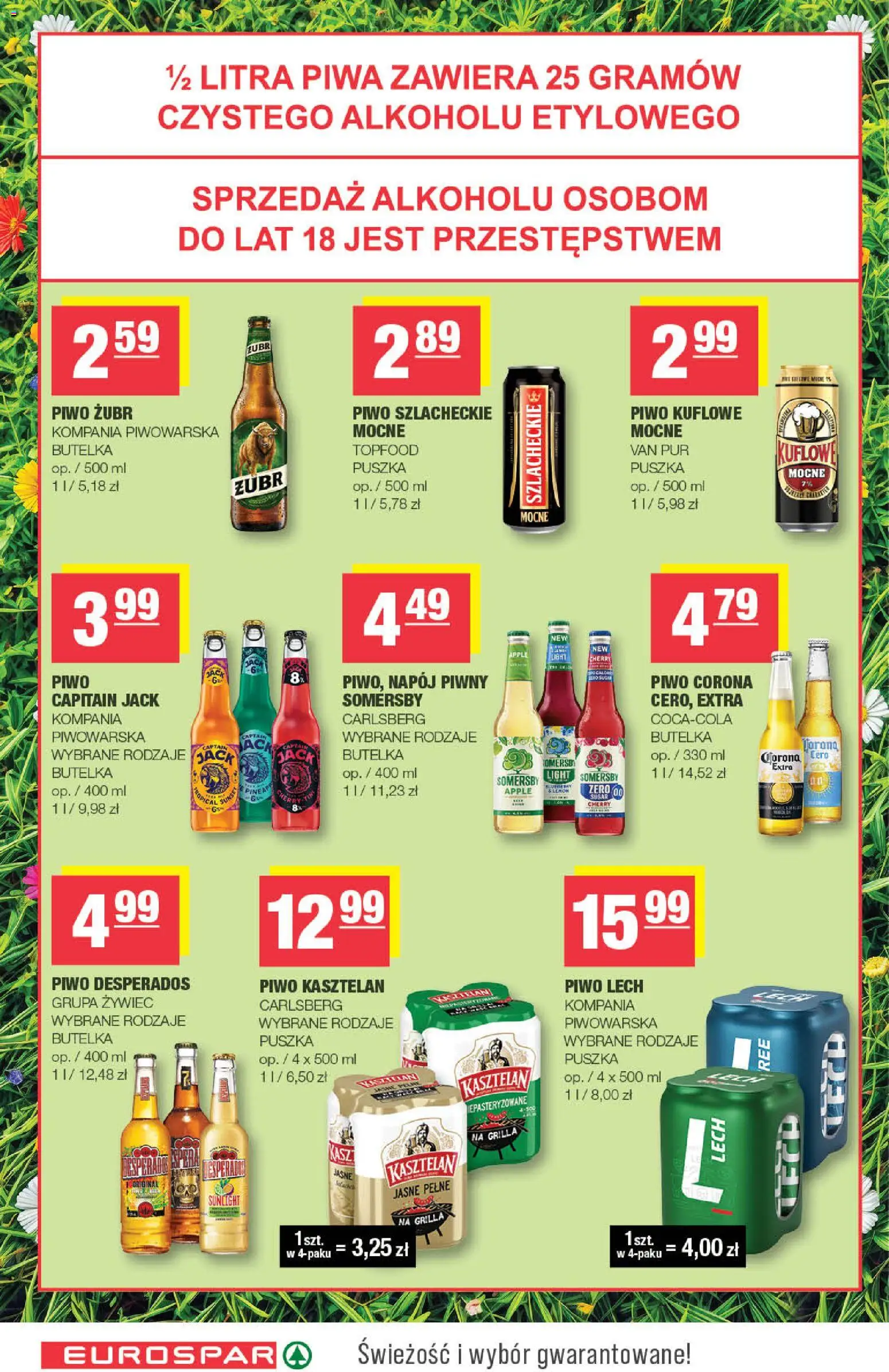 Spar gazetka - Eurospar od 12.08.2026 | Strona: 12 | Produkty: Piwo żubr, Piwo kasztelan, Piwo Desperados, Piwo