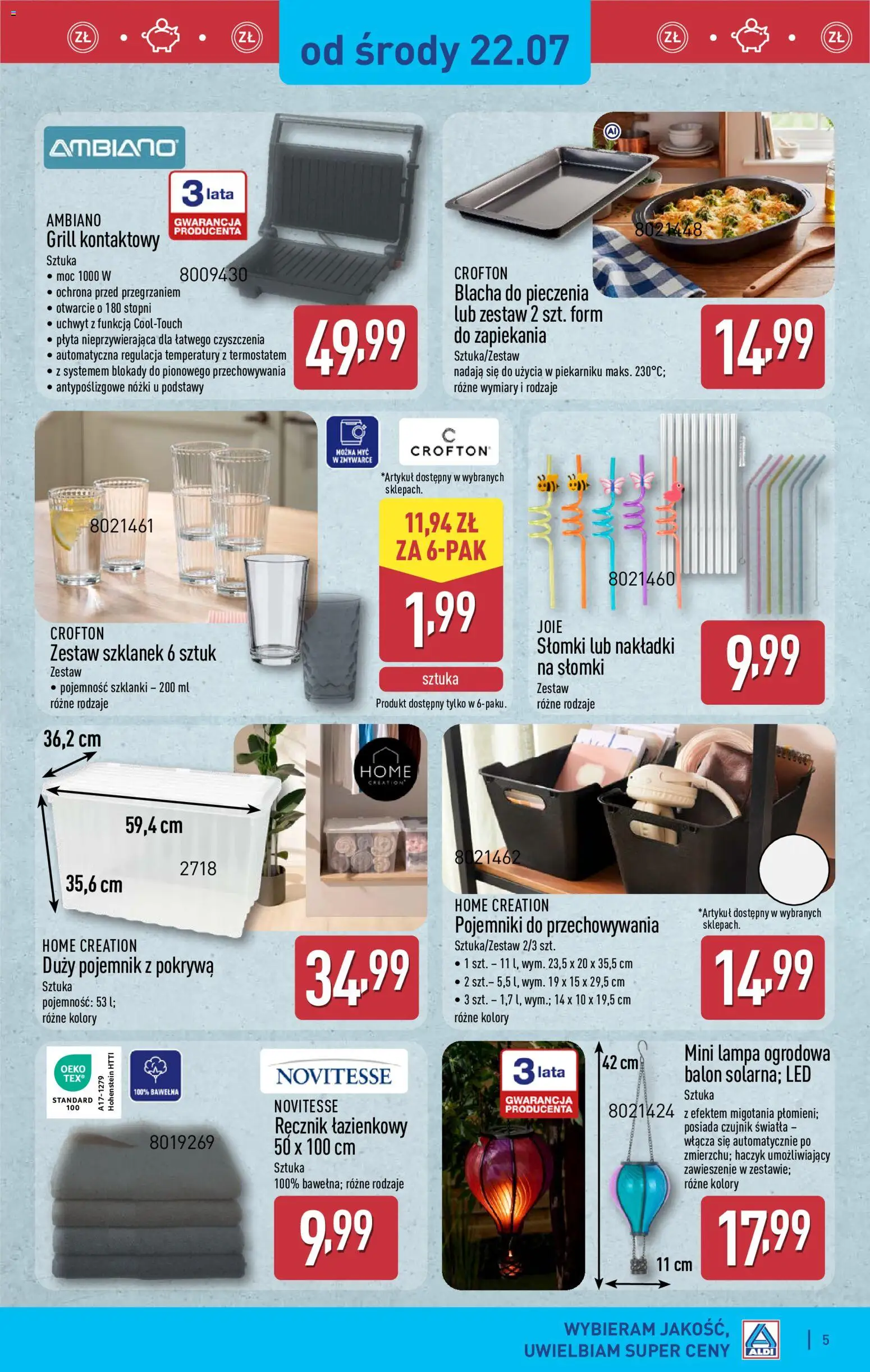 Aldi Polsko leták - Ostatnie sztuki w wybranych sklepach od 22.07.2026 | Strana: 5 | Produkty: Lampa, Balón, LED