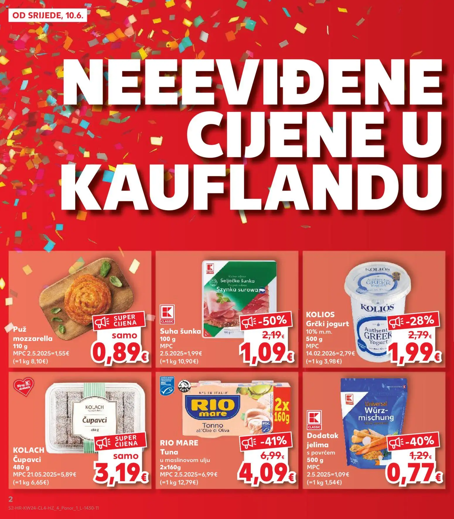 Kaufland katalog | vrijedi od 10.06.2026 | Stranica: 2 | Proizvodi: Jogurt, Grčki jogurt, Šunka, Tuna