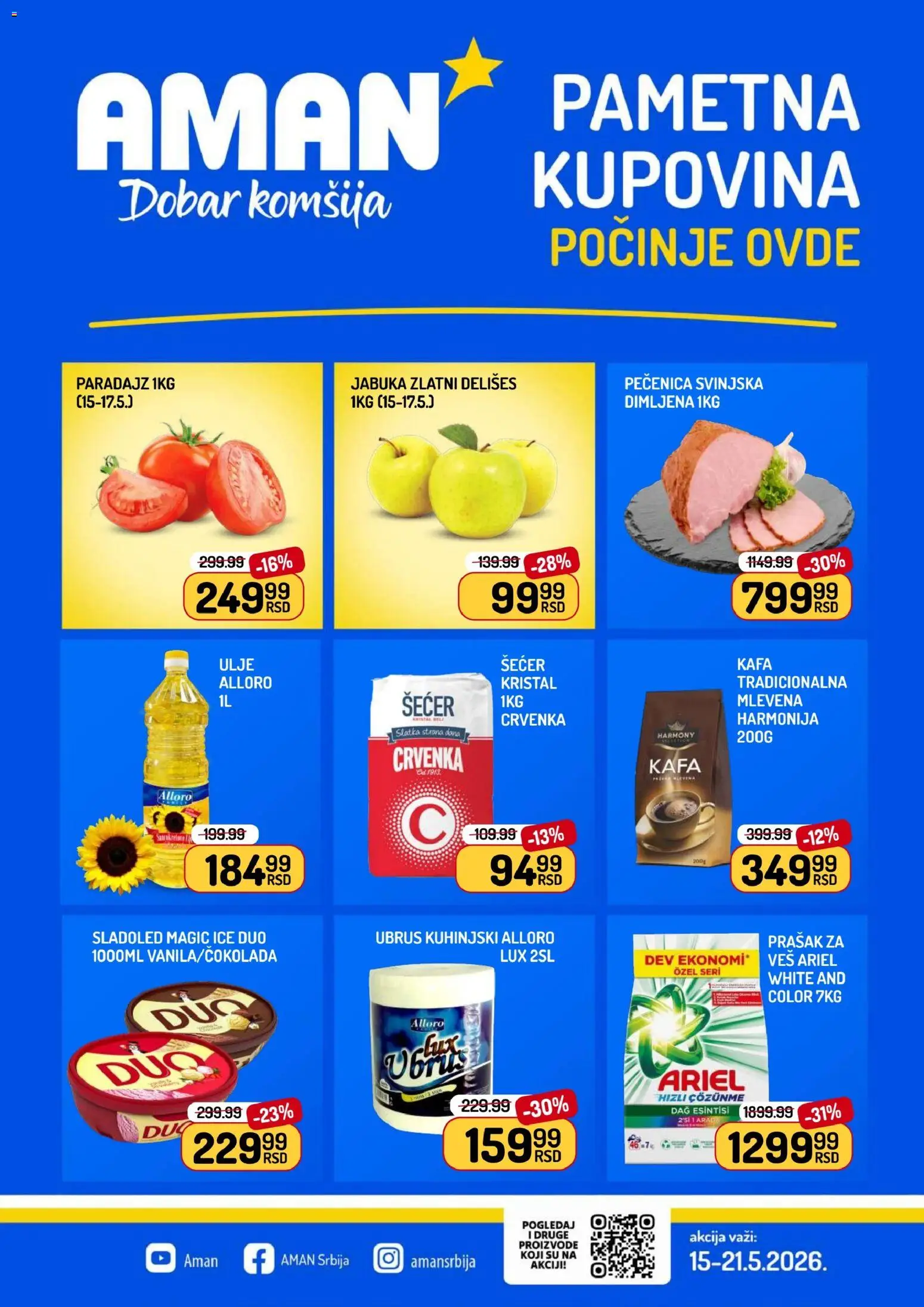 Aman katalog - važi od 15.05.2026 | Strana: 1 | Proizvode: Šećer kristal, Šećer, Ulje, Pečenica