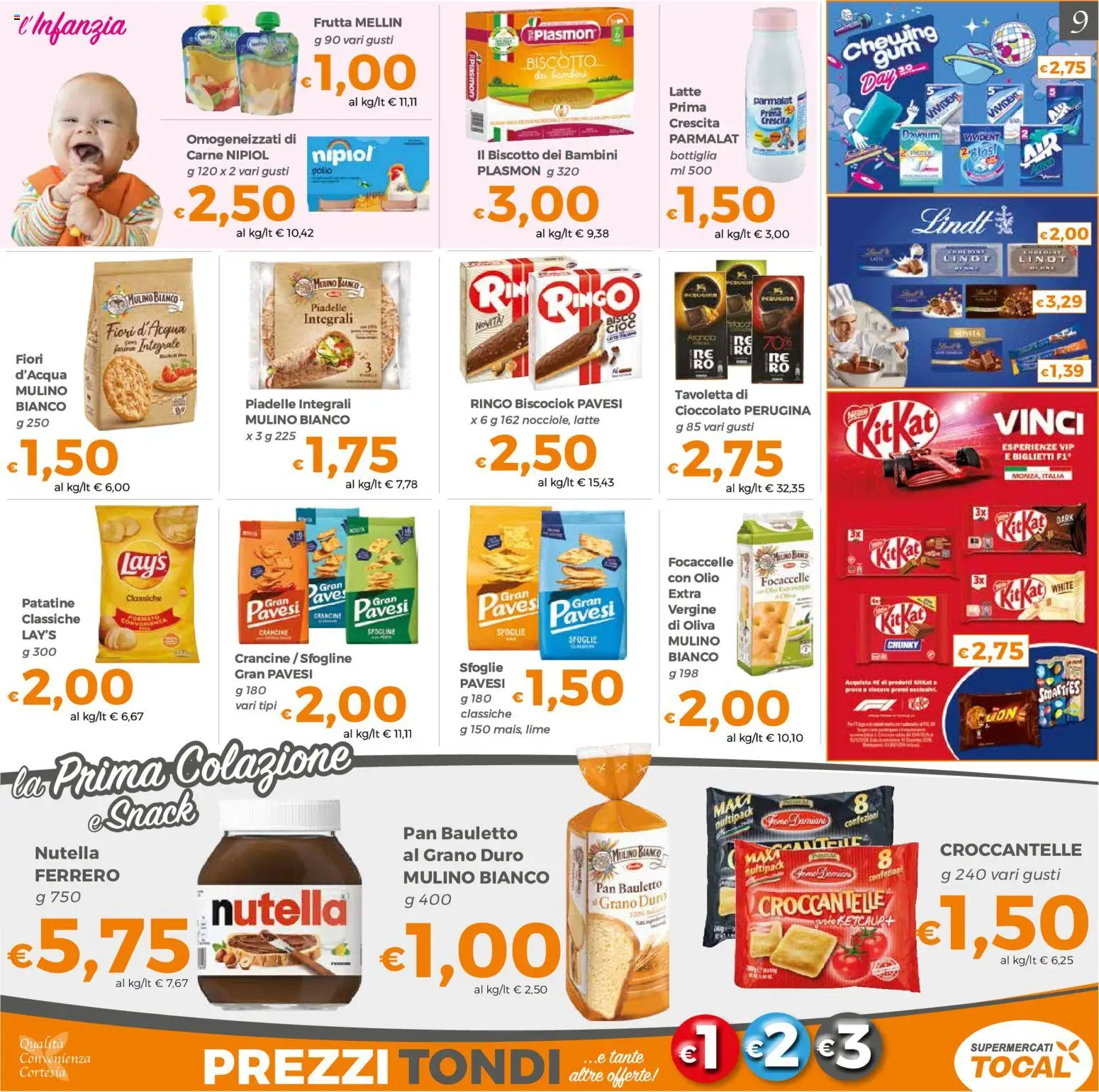 Volantino Tocal del 22/09/2026 | Pagina: 9 | Prodotti: Lindt, Latte, Olio, Nutella