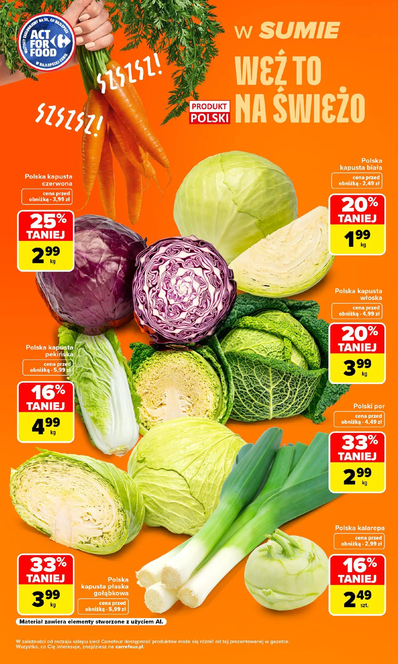 Carrefour gazetka - Weź to na świeżo od 14.09.2026 | Strona: 7 | Produkty: Kapusta, Kapusta czerwona, Kalarepa, Kapusta biała
