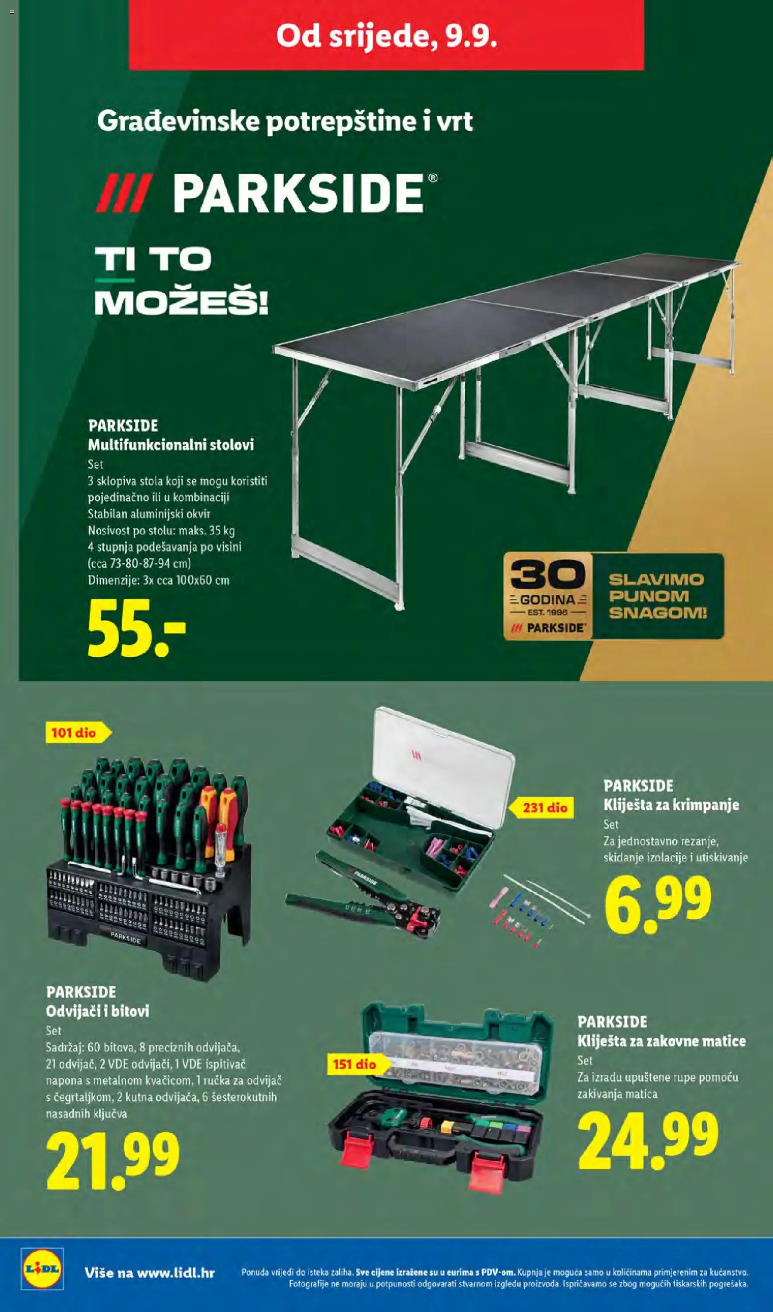 Lidl katalog | vrijedi od 07.09.2026 | Stranica: 46 | Proizvodi: Kliješta, Odvijač, Parkside