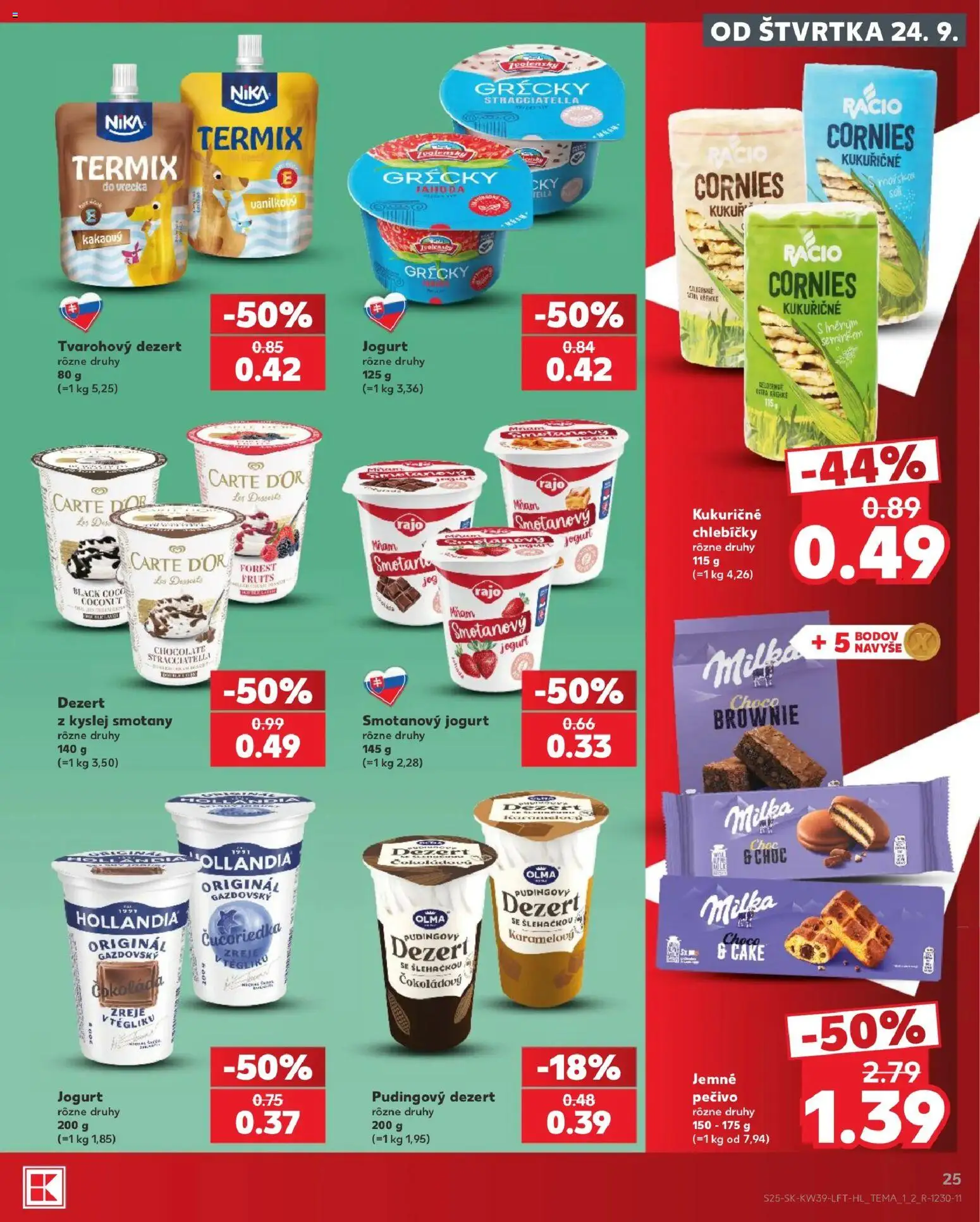 Kaufland SK akciós ujság - amely érvényes a következő dátumtól: 2026.09.24. | Oldal: 25 | Termékek: Milka, Termix, Brownie
