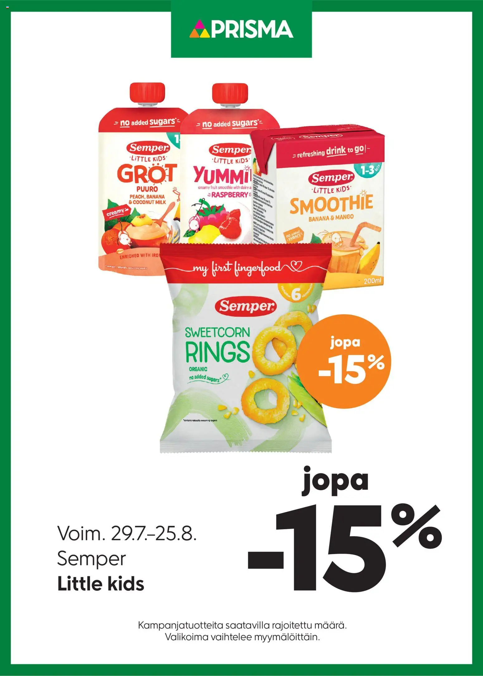 Prisma tarjoukset Semper Little kids – voimassa 29/07/2026 alkaen | Sivu: 1 | Tuotteet: Mango