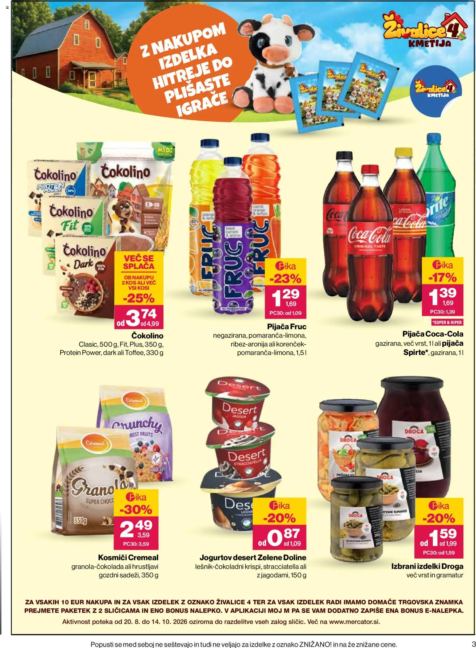 Novi Mercator katalog ponudbe – veljaven od 20.08.2026 | Stran: 3 | Izdelki: Kos, Čokolino, Kosmici, Korencek