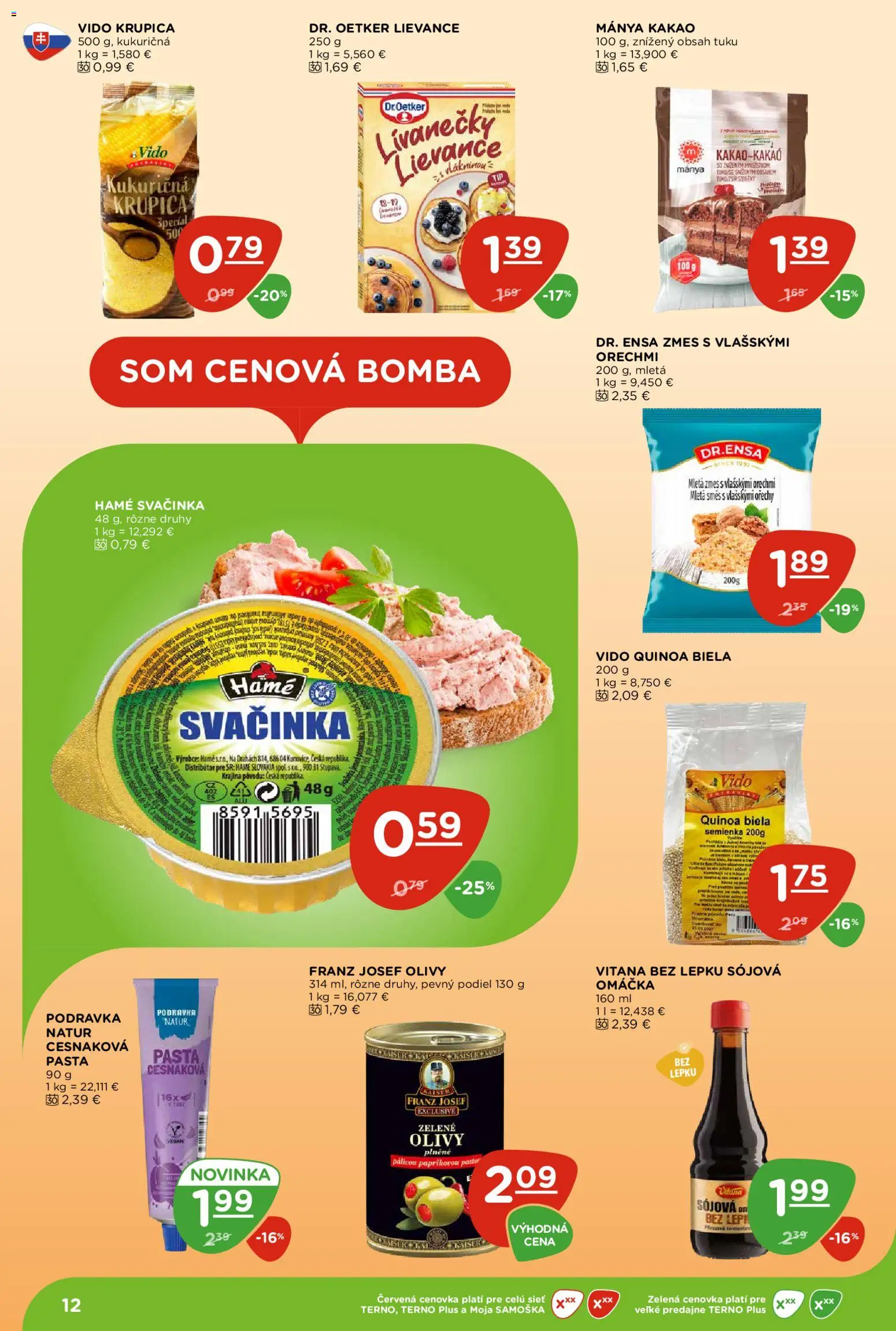 Nové Terno akcie – leták je platný od 22.10.2026 | Strana: 12 | Produkty: Orechy, Omáčka, Krupica, Kakao