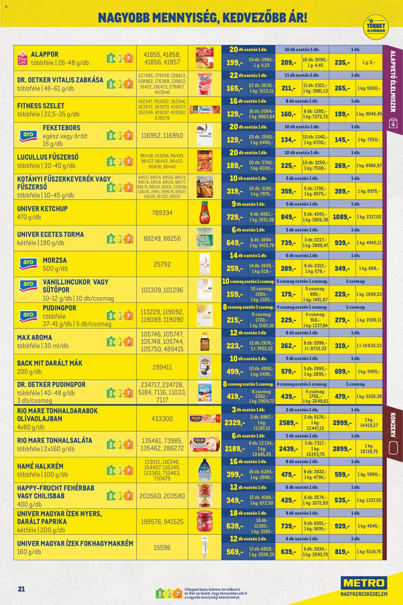 Metro akciós ujság - amely érvényes a következő dátumtól: 01.06.2026 | Oldal: 21 | Termékek: Vanillincukor, Torma, Ketchup, Mák